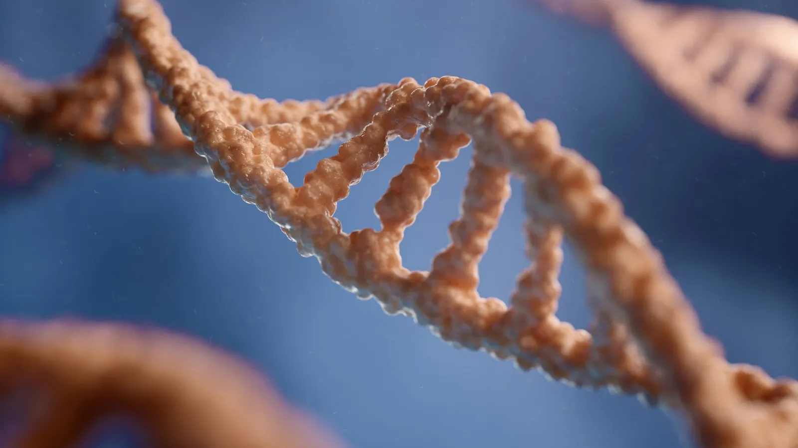 A 3D illustration of DNA double helix strands