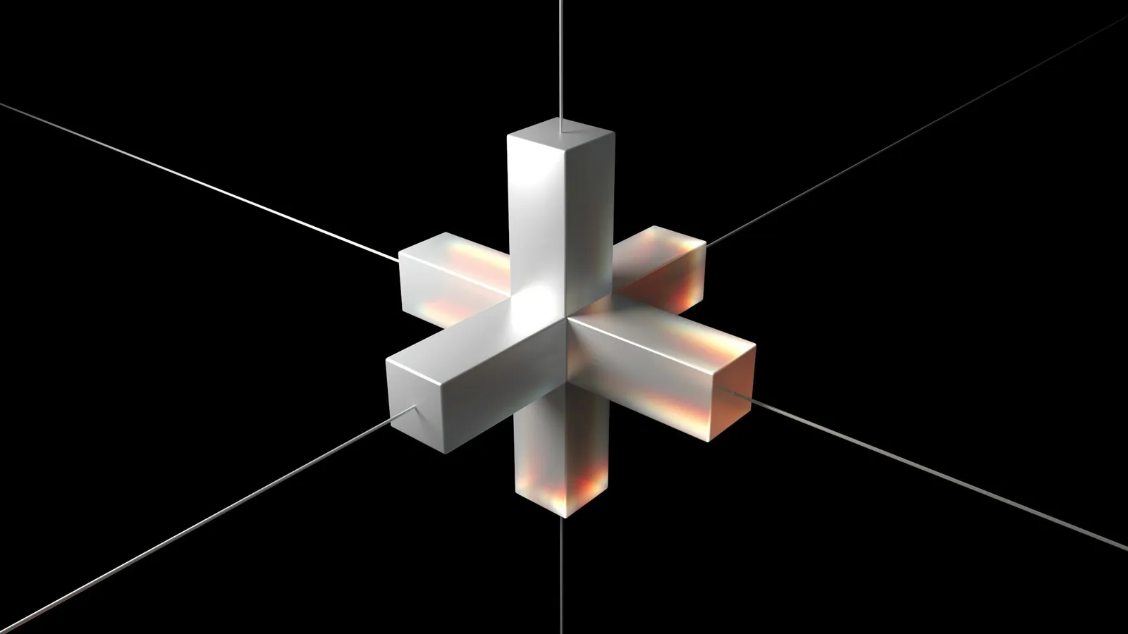 A 3D shape set against crossing axes