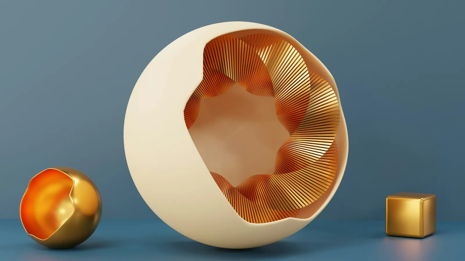 A 3D sphere with a hollow cavity cut into it