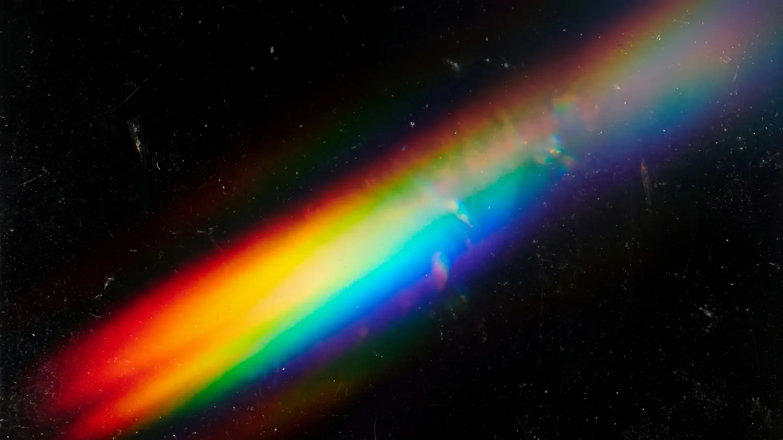 A beam of light split into a rainbow