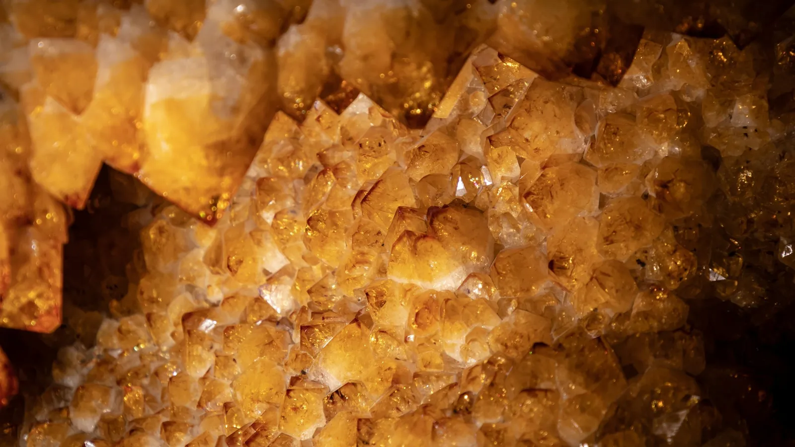 A close-up of yellow-orange crystals