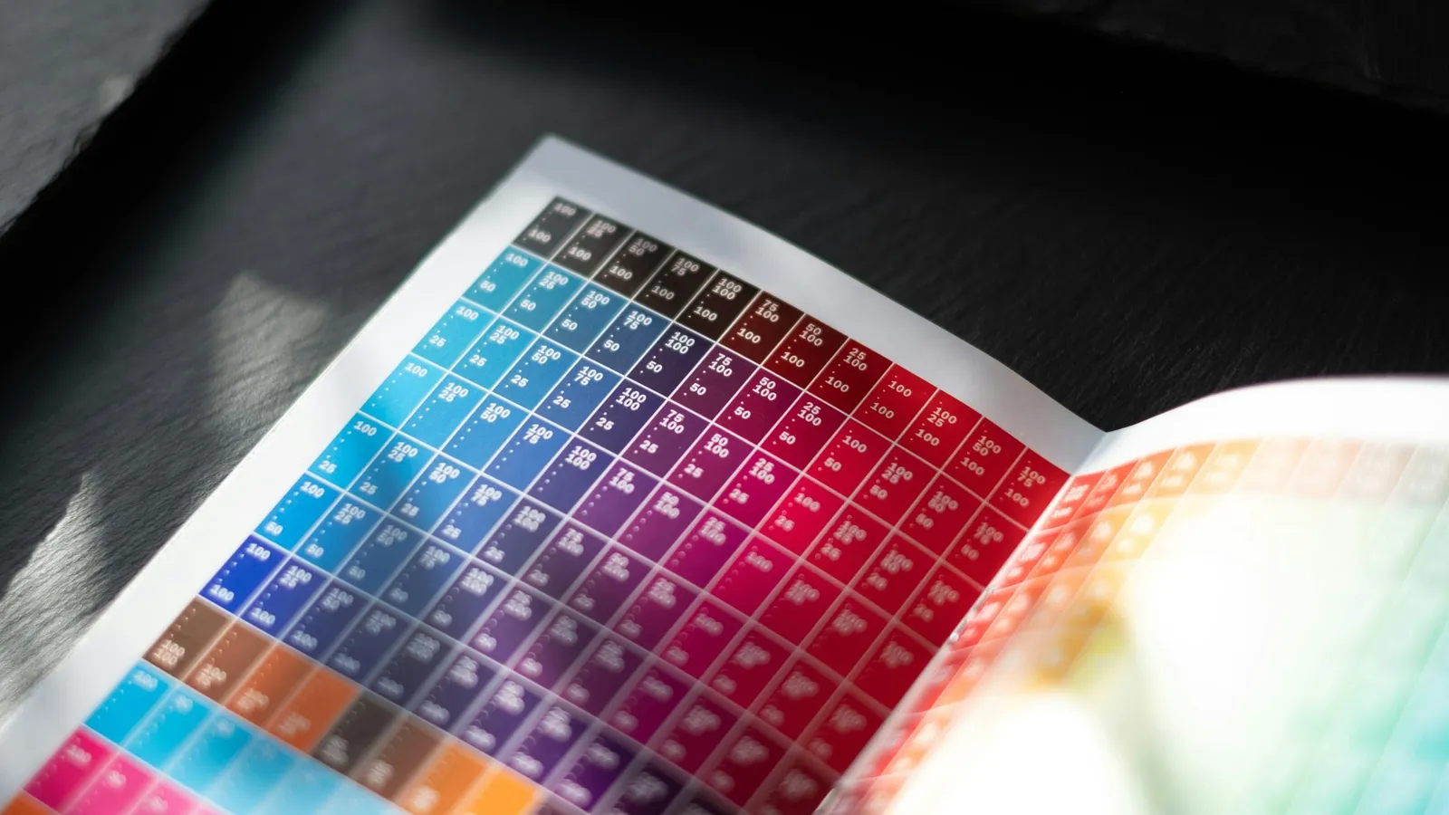 A colourful periodic table printed in an open book