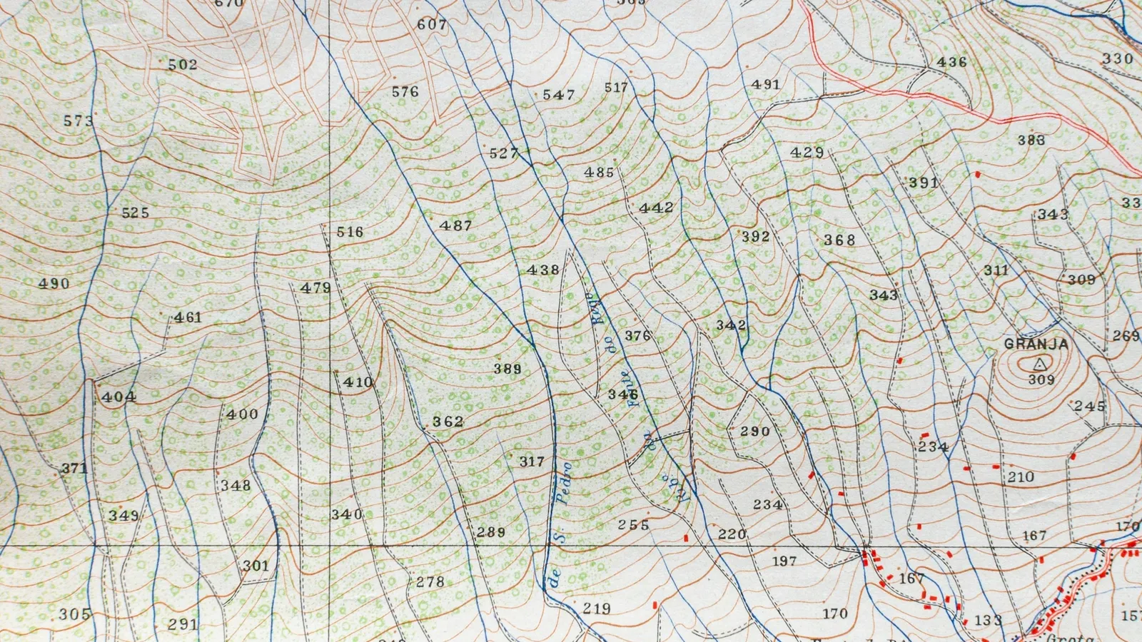 A contour map with closely packed lines