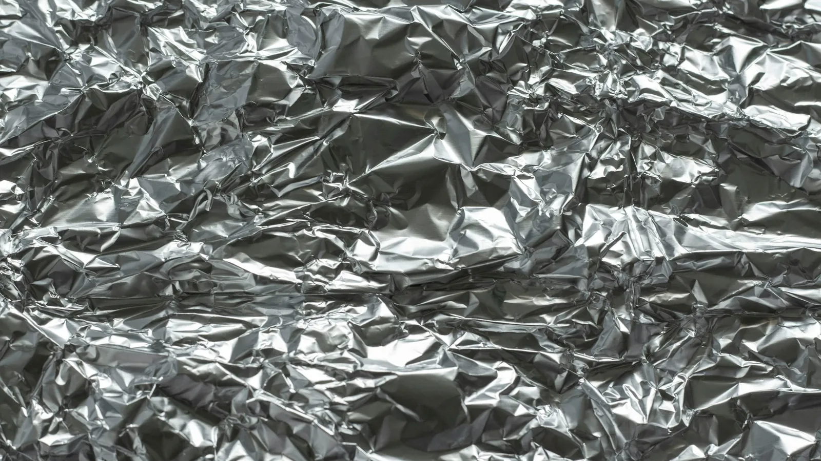 A crumpled sheet of aluminium foil