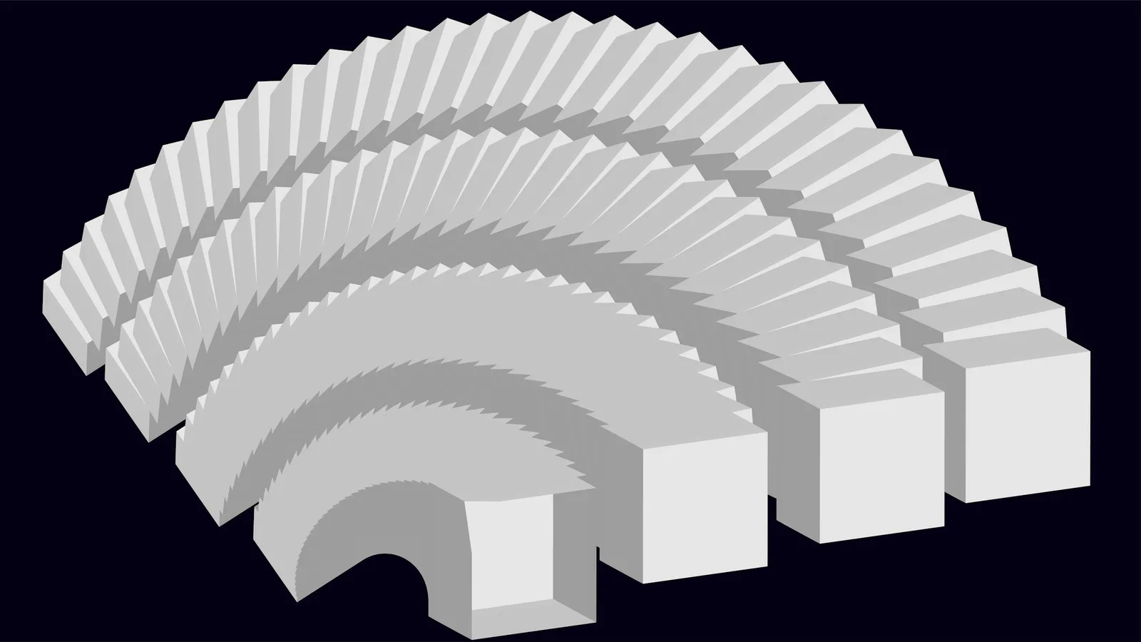 A curved white semicircular structure