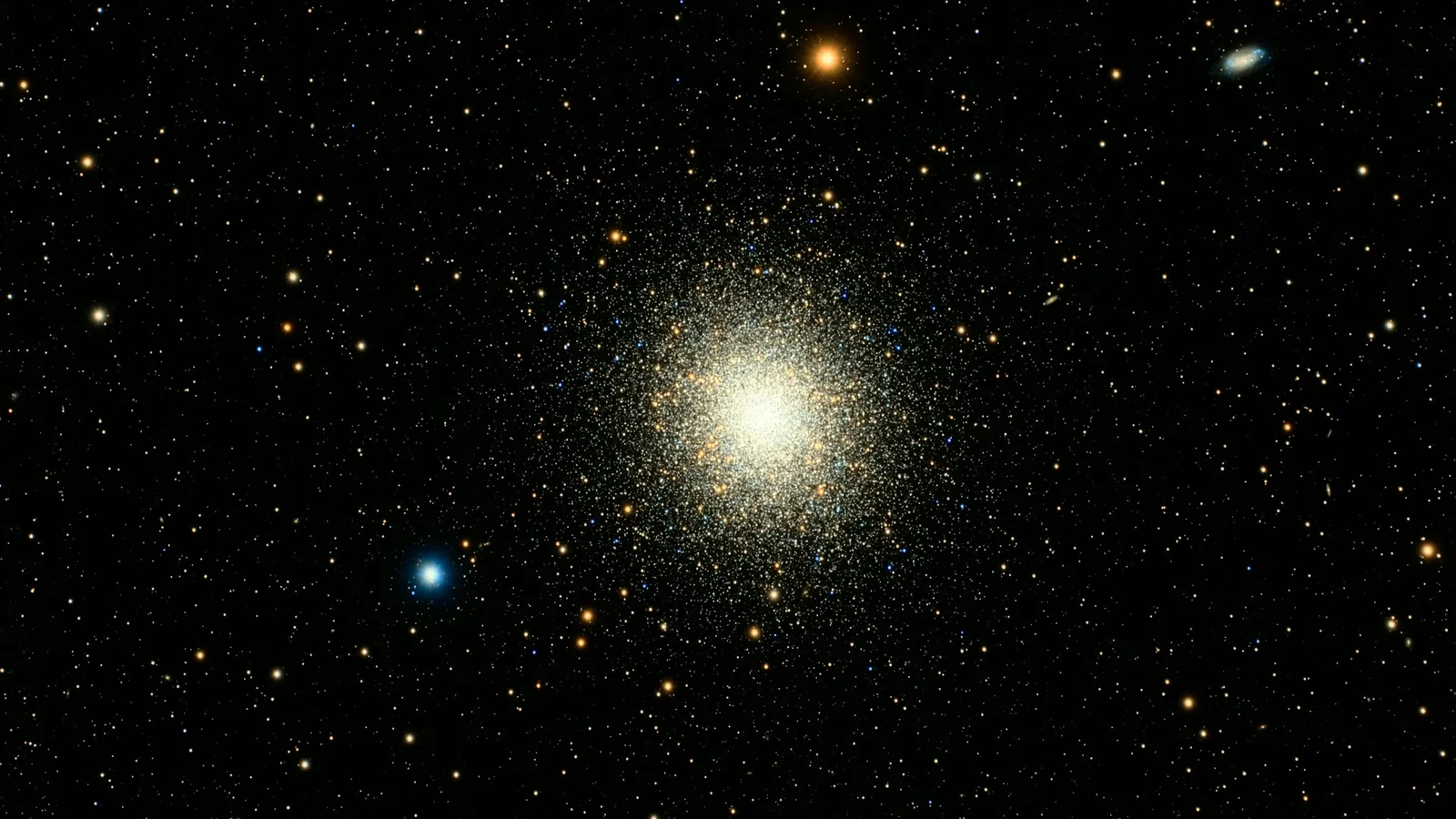 A dense globular star cluster glowing in space