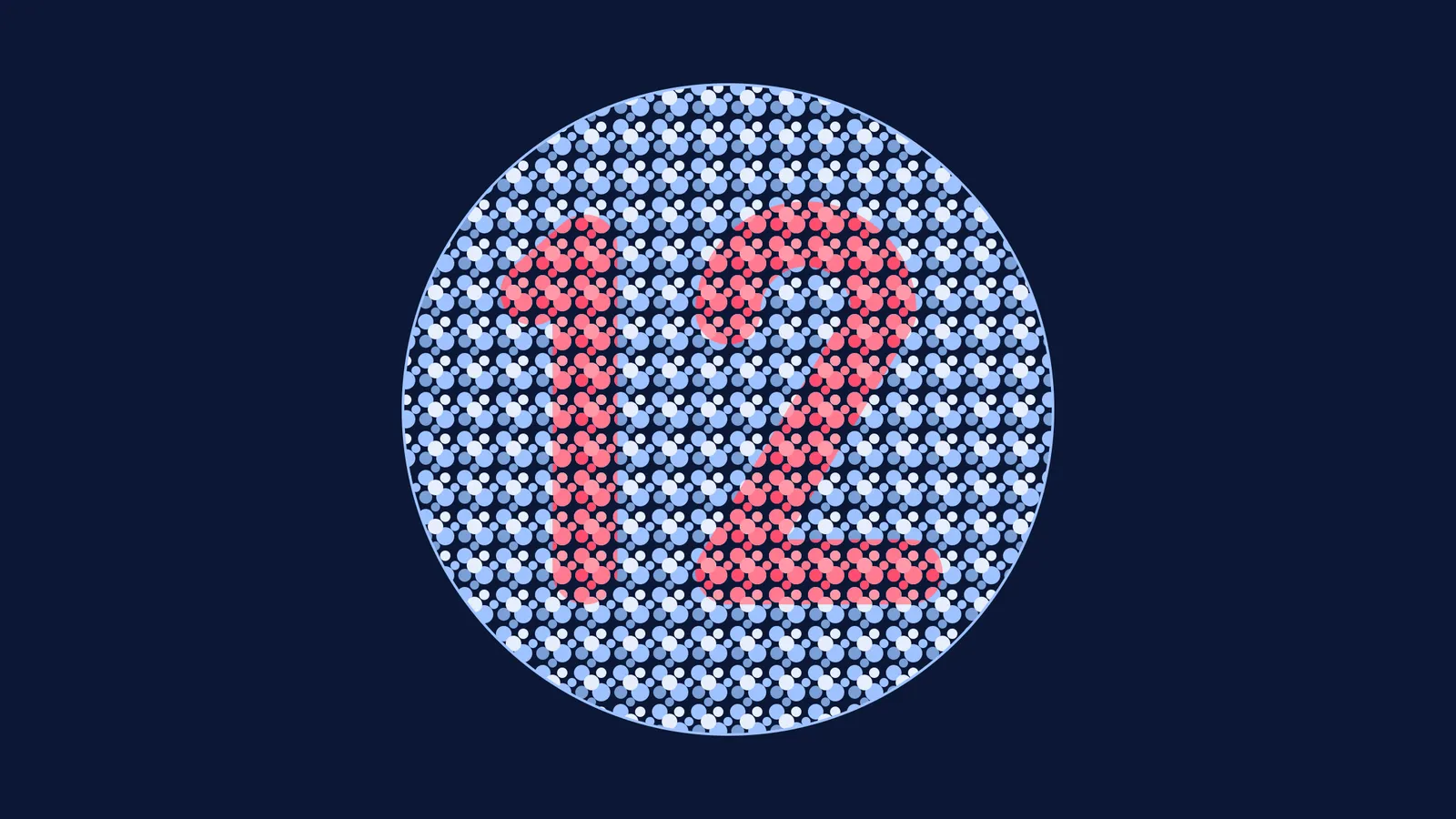 A diagram of an Ishihara plate showing a dotted number twelve.