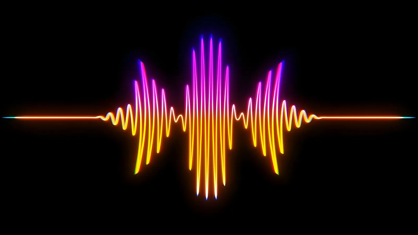 A glowing audio waveform of a spoken sound