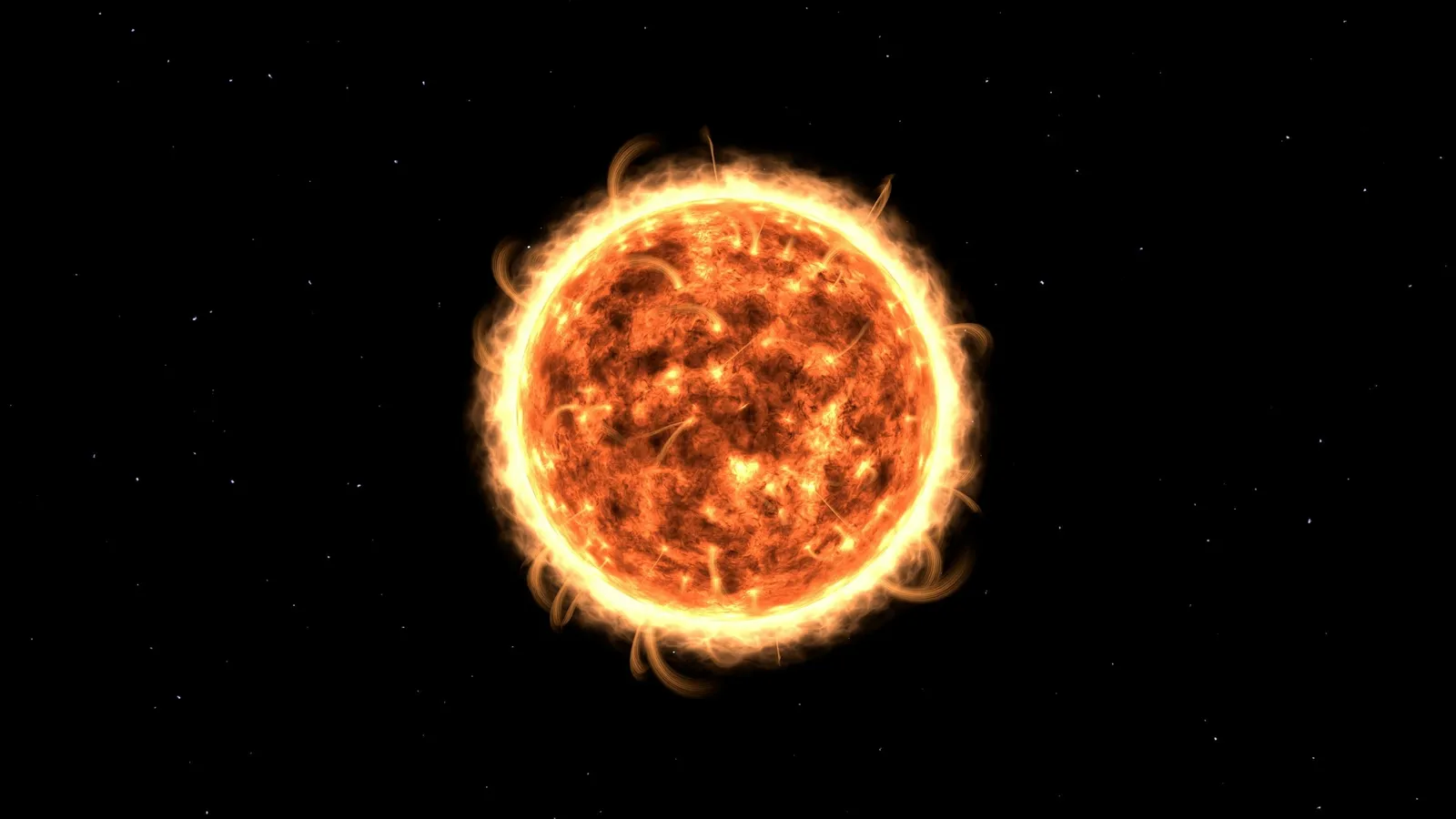 A glowing orange star with a textured surface against black