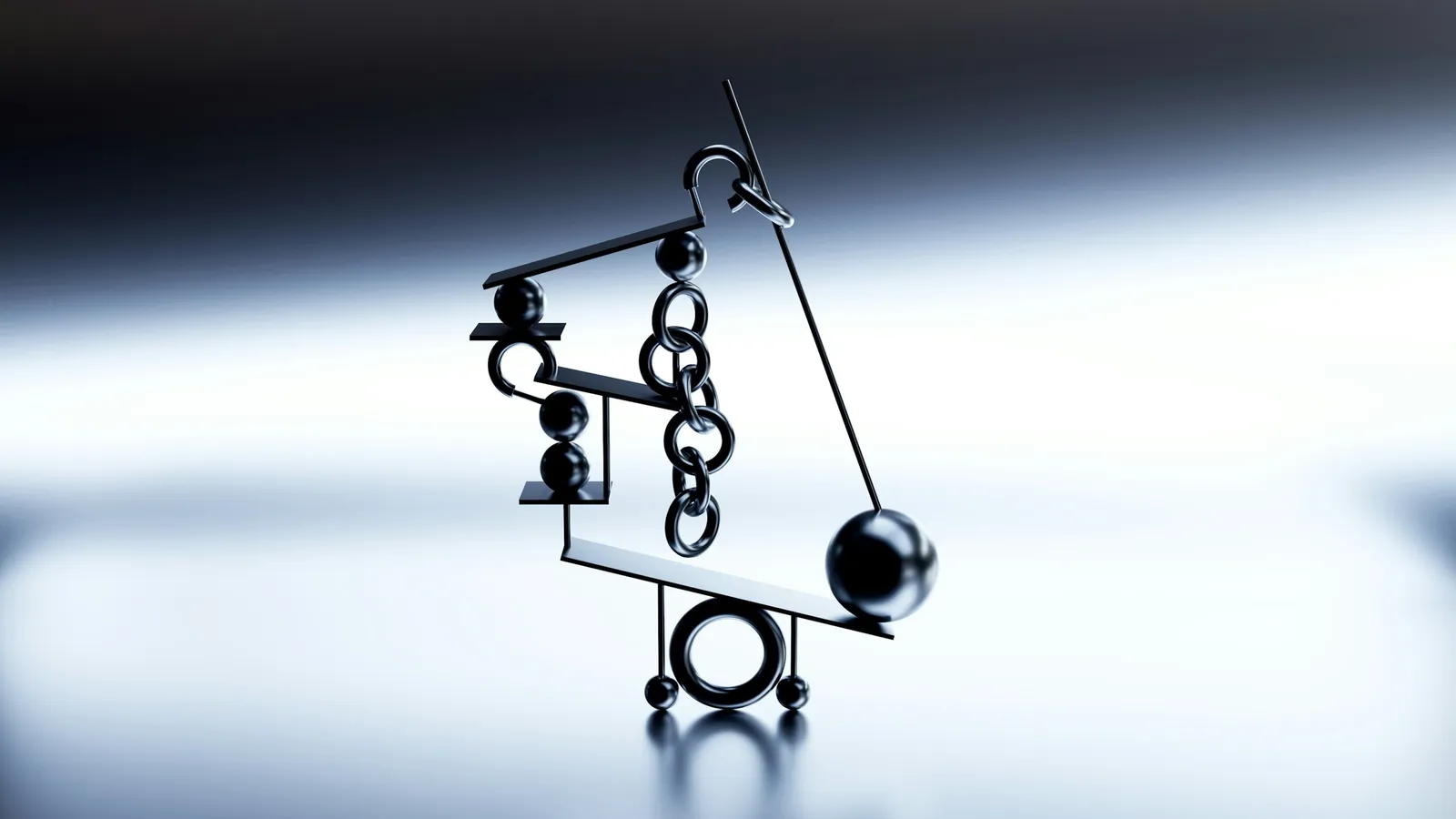 A hanging balance toy with small metal balls