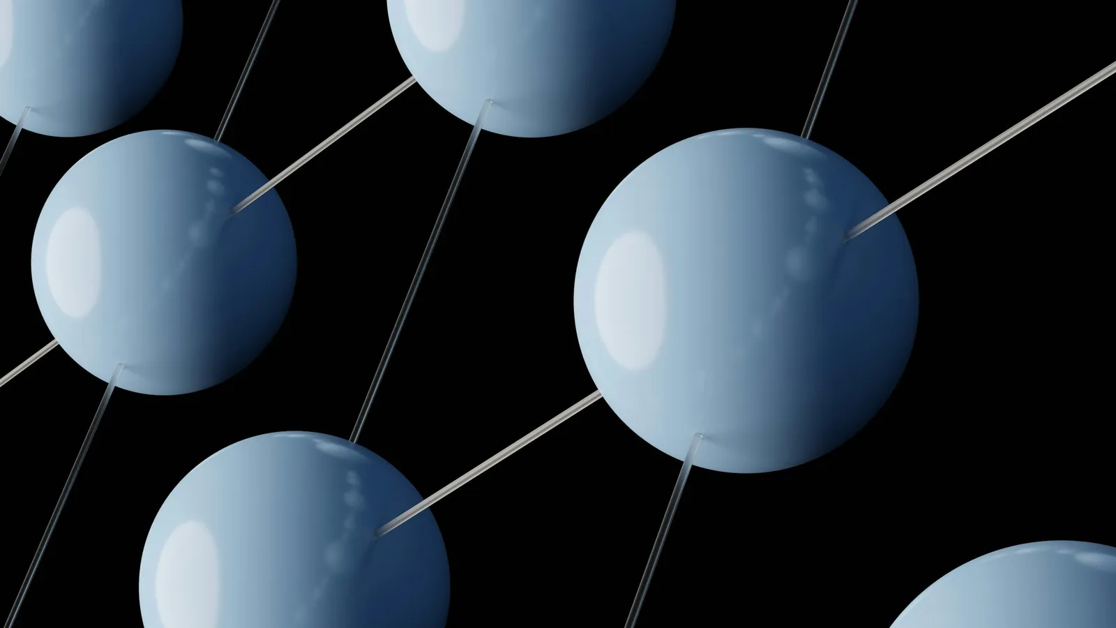 A model of atoms shown as spheres joined by rods