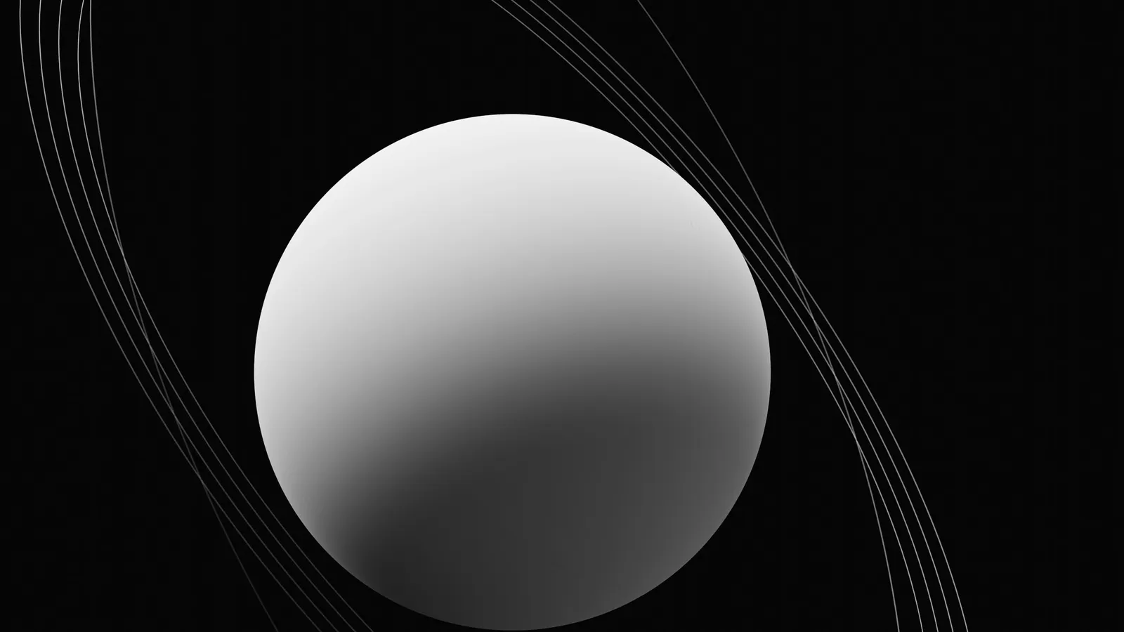 A planet with thin orbital rings drawn around it on black