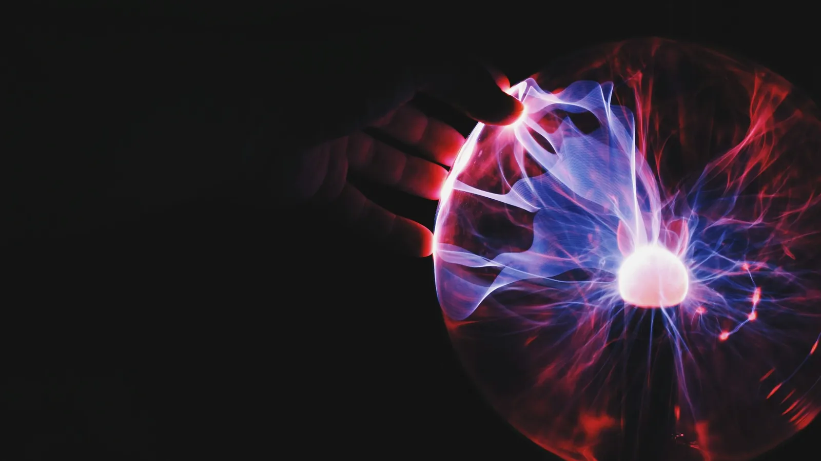 A plasma ball with glowing filaments of light