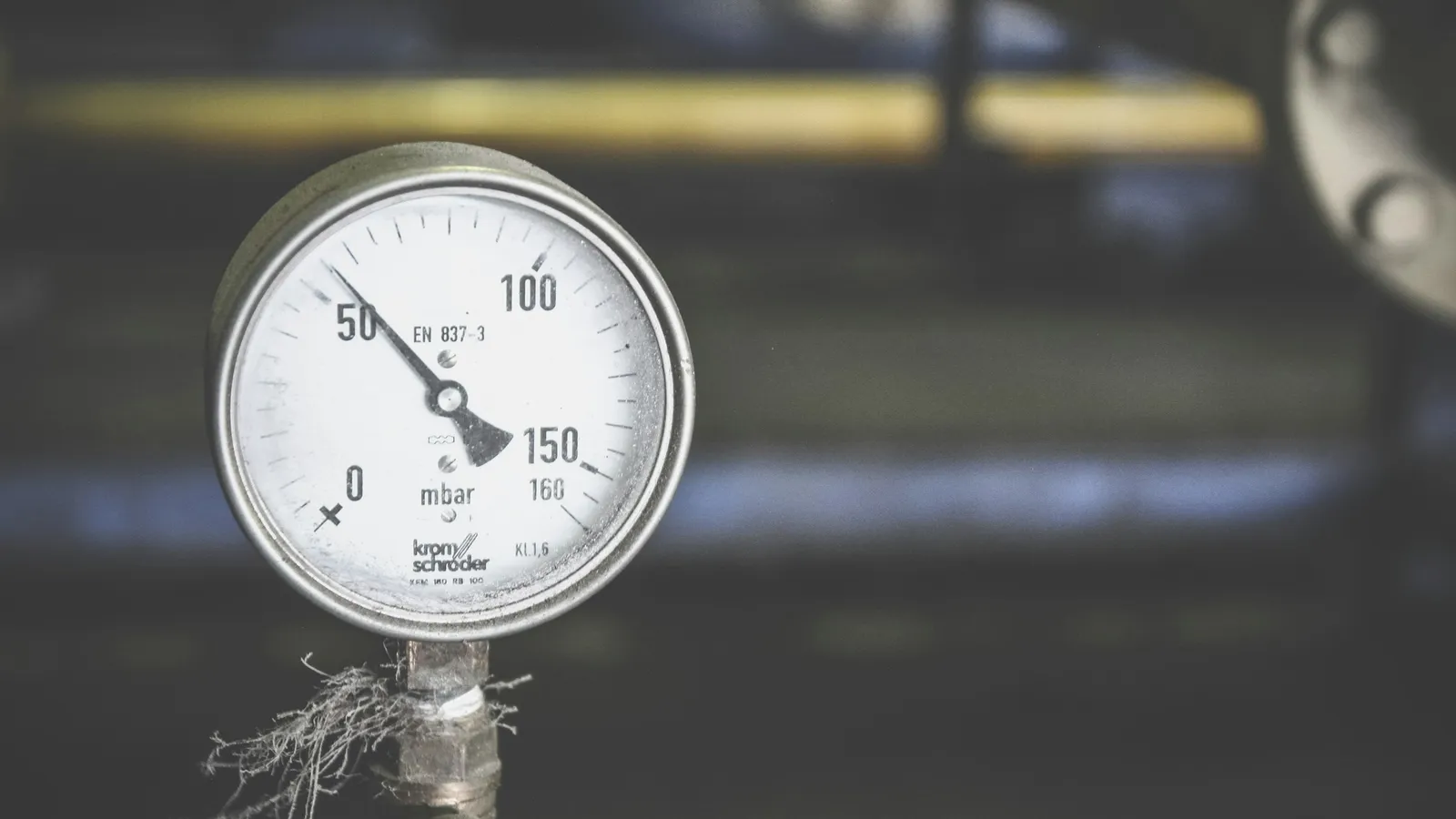 A pressure gauge on a gas line