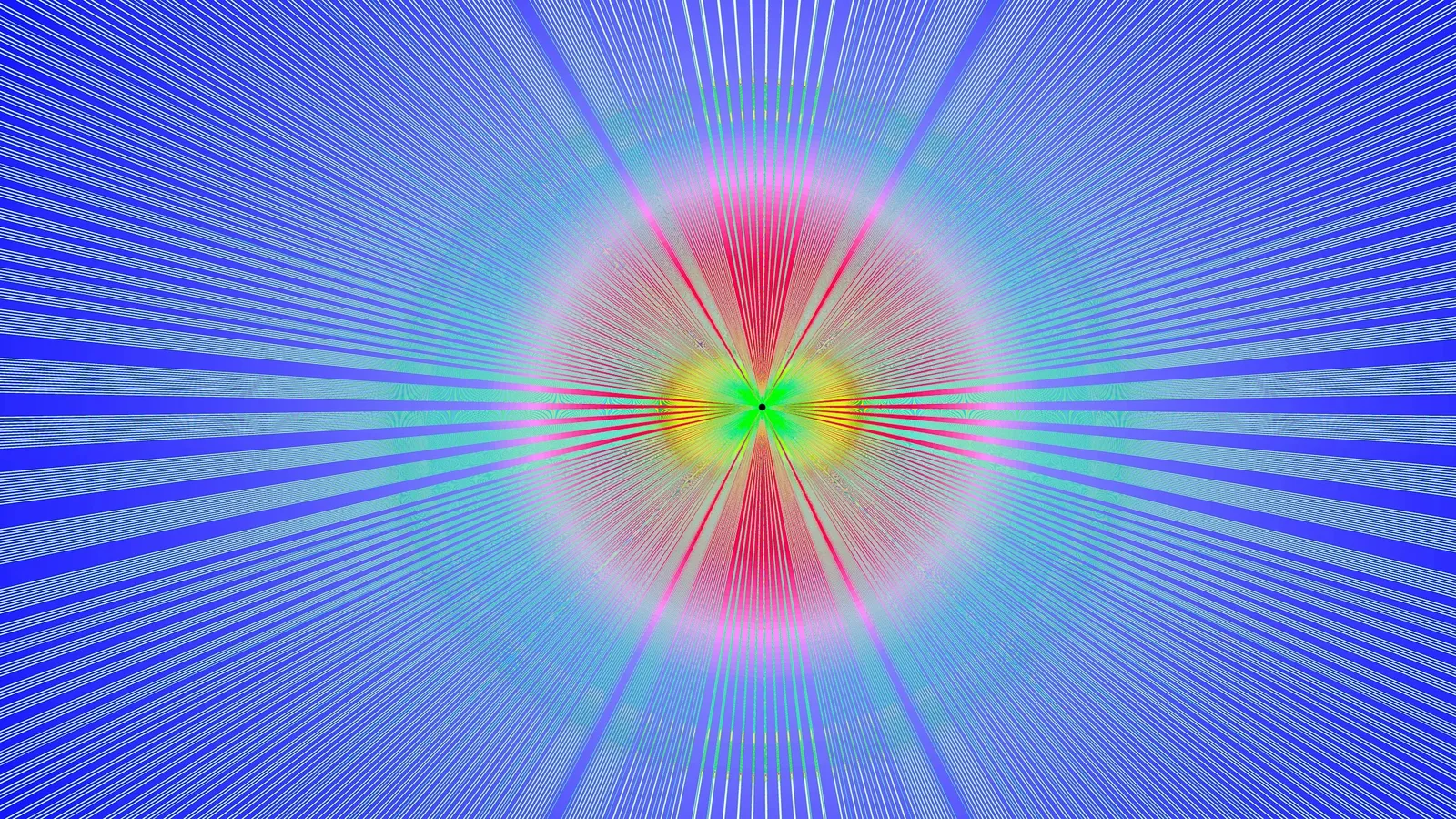 A radiating pattern of coloured lines around a bright centre