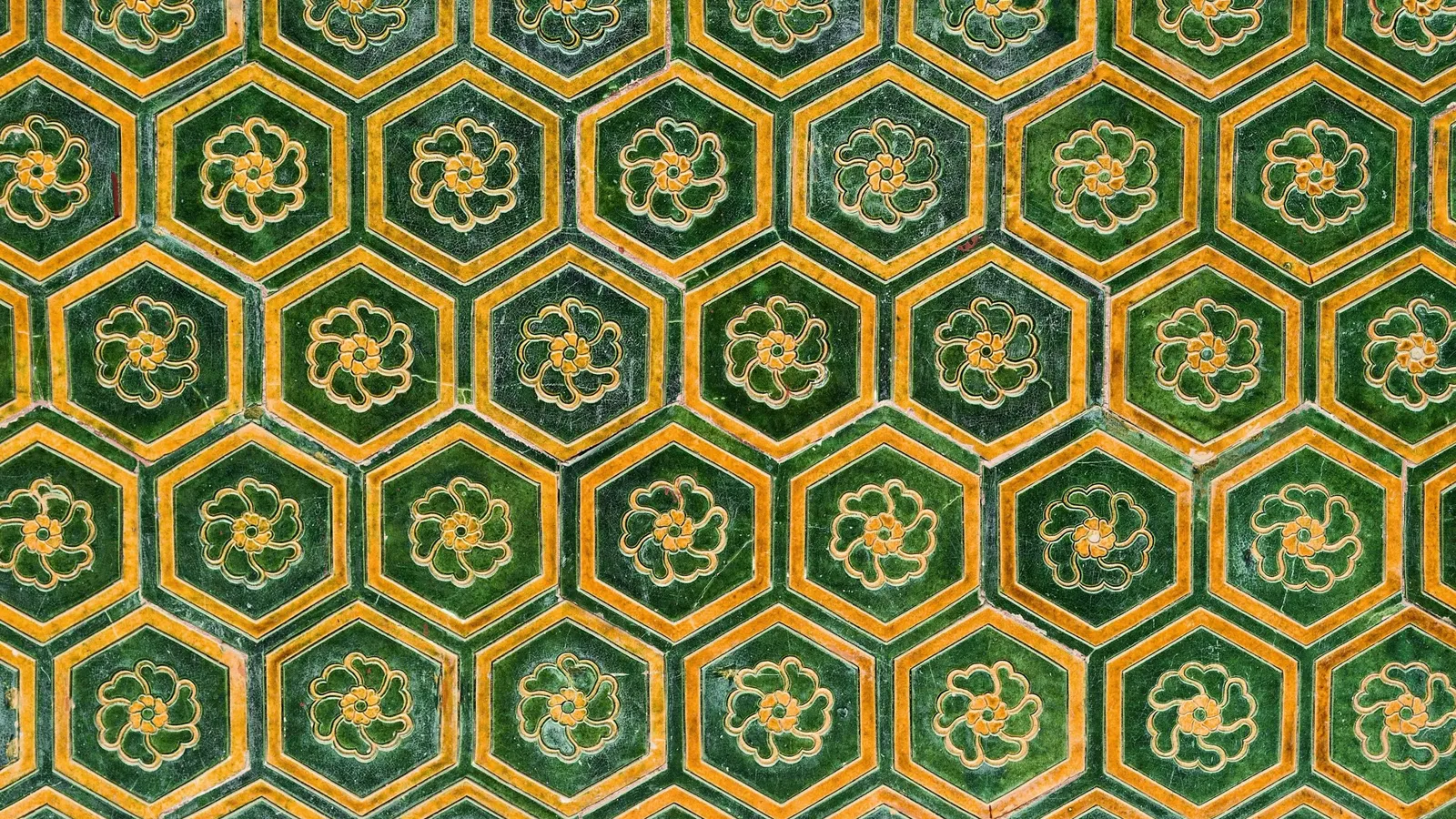 A repeating pattern of hexagons, like a grid of tiles