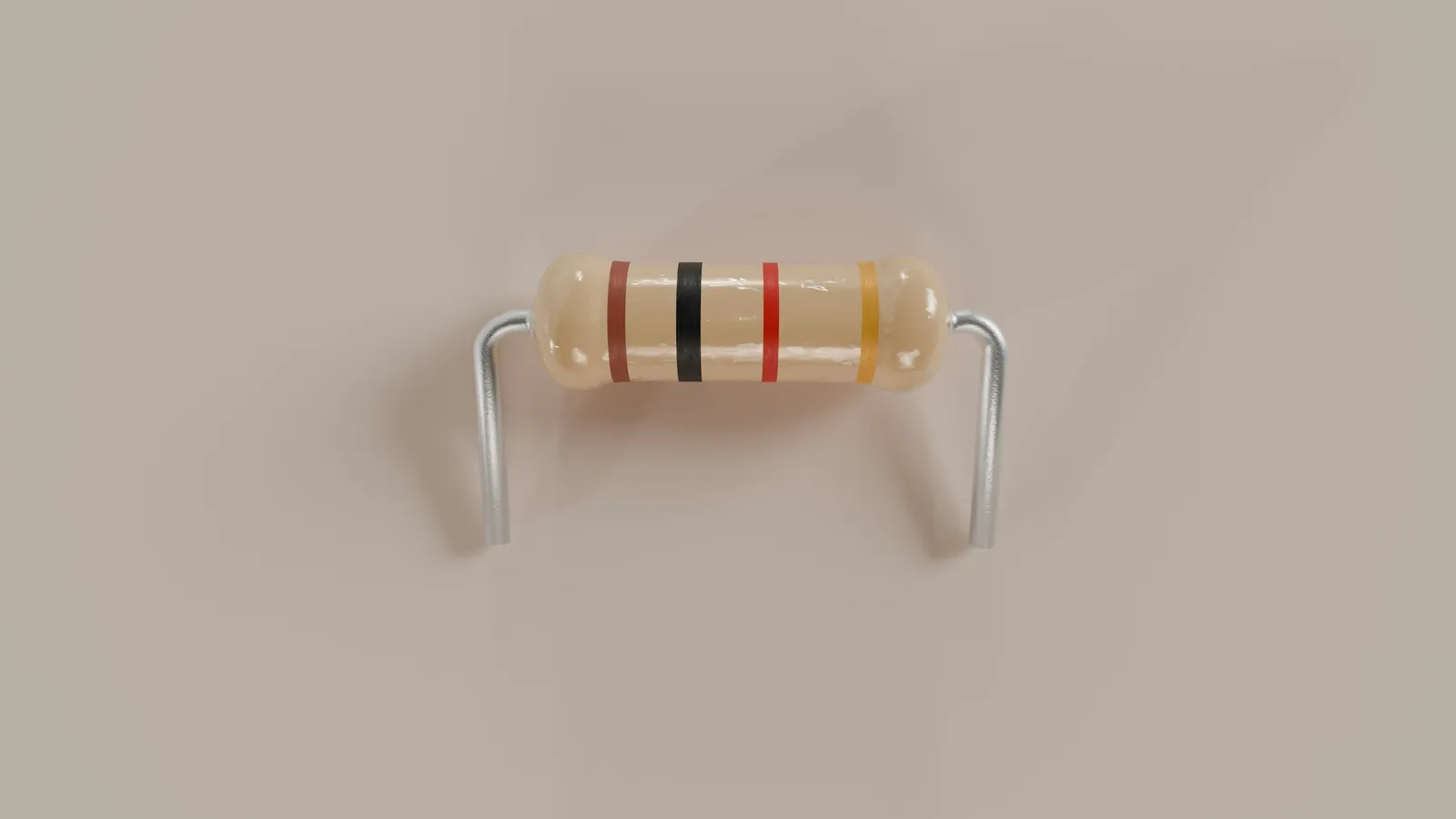 A single resistor with coloured bands on a plain background