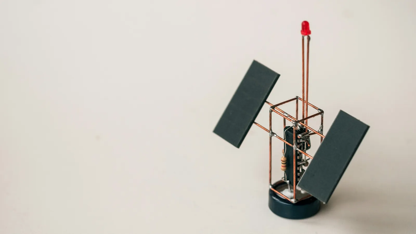 A small model satellite with solar panels
