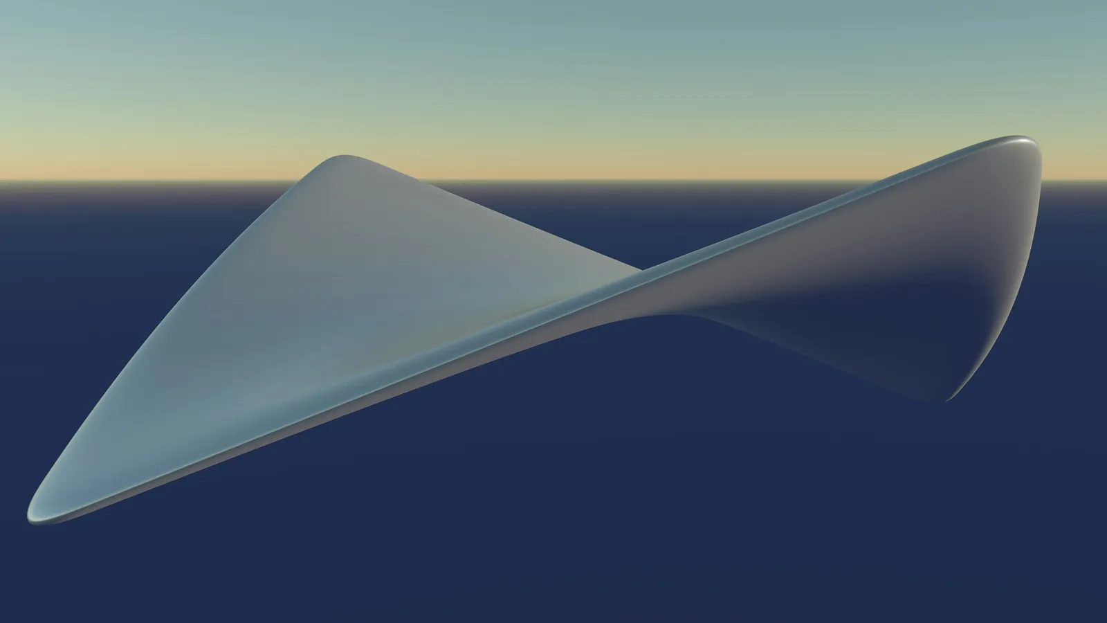 A smooth curved surface rendered against a blue sky