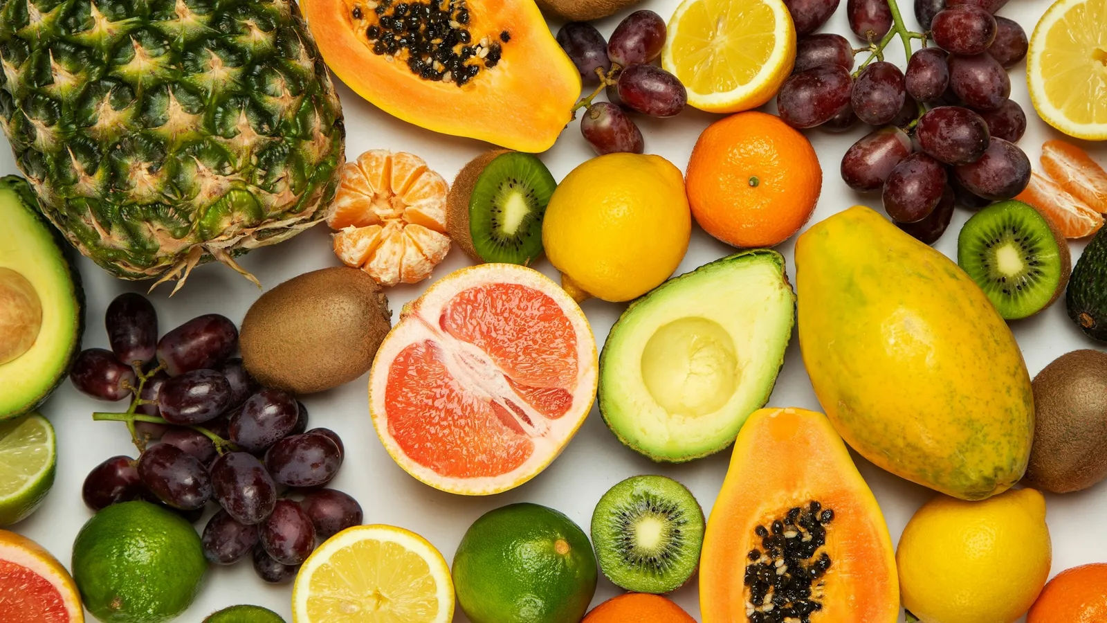 A spread of colourful tropical fruits