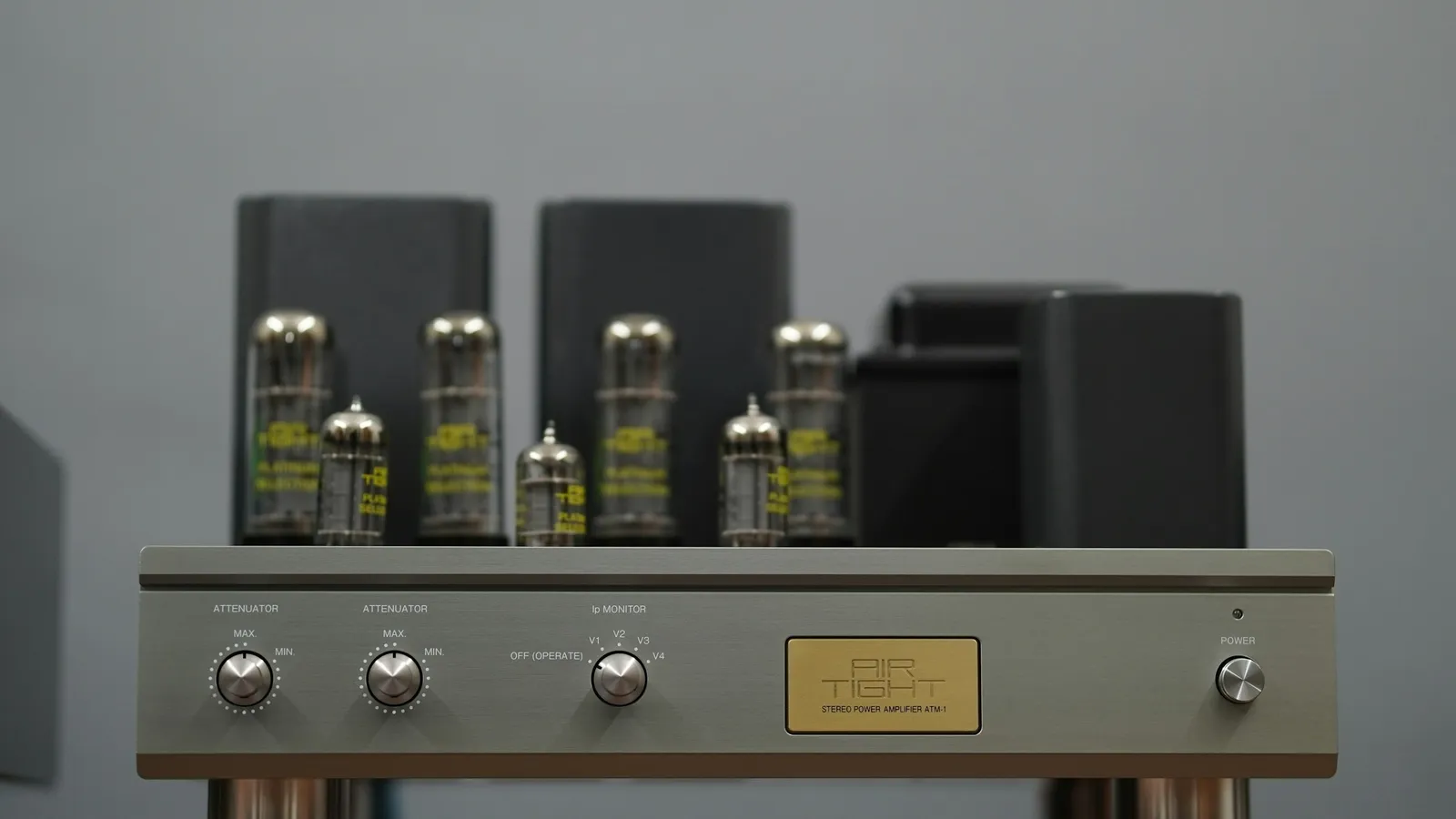 A valve amplifier with glowing glass tubes