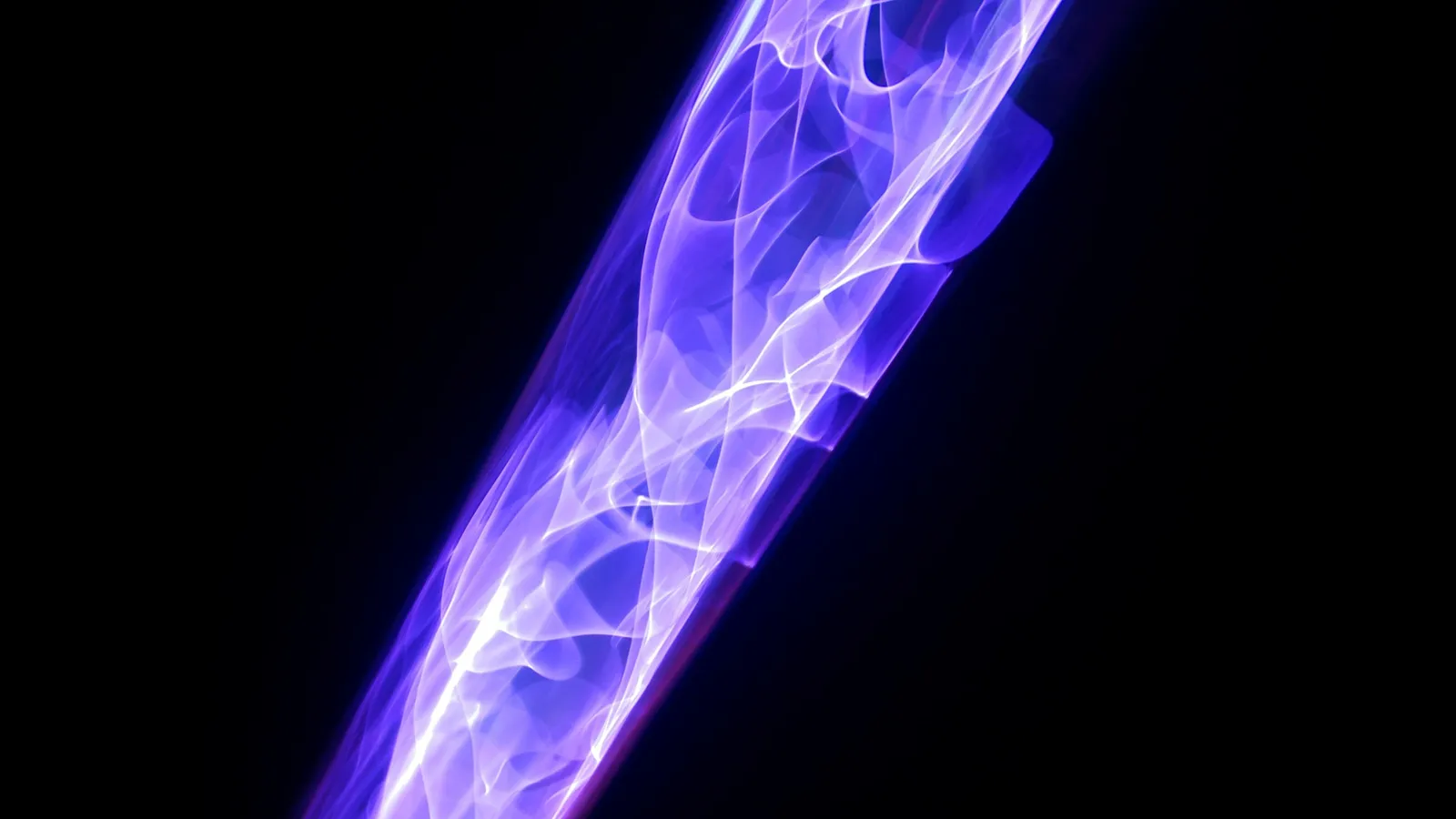 A violet electric discharge glowing inside a glass tube