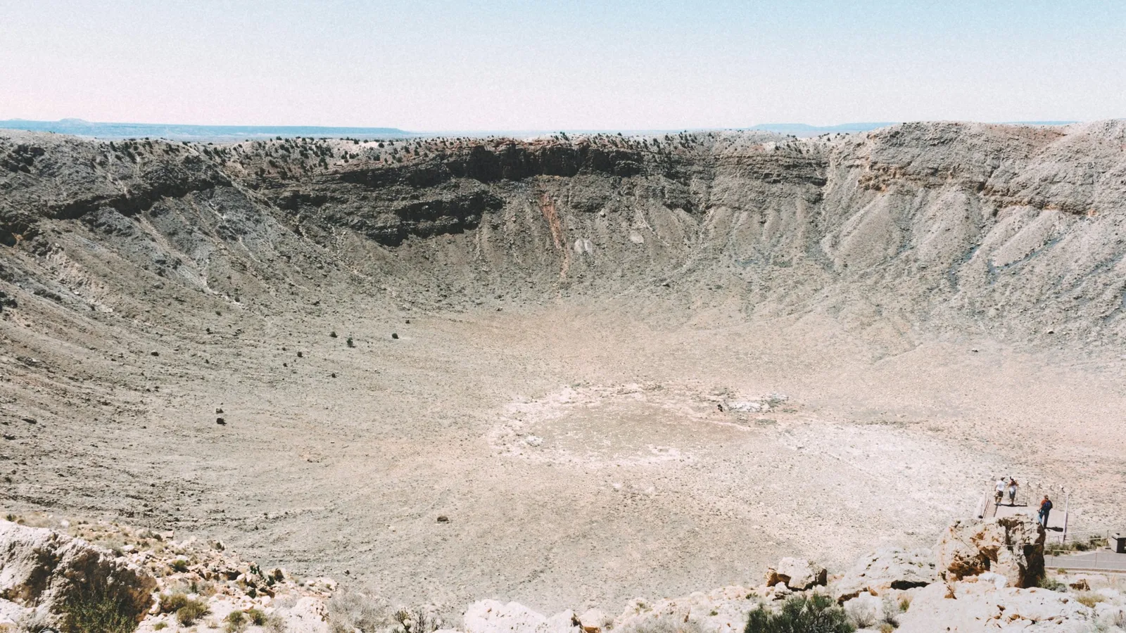 A wide meteor crater in the desert