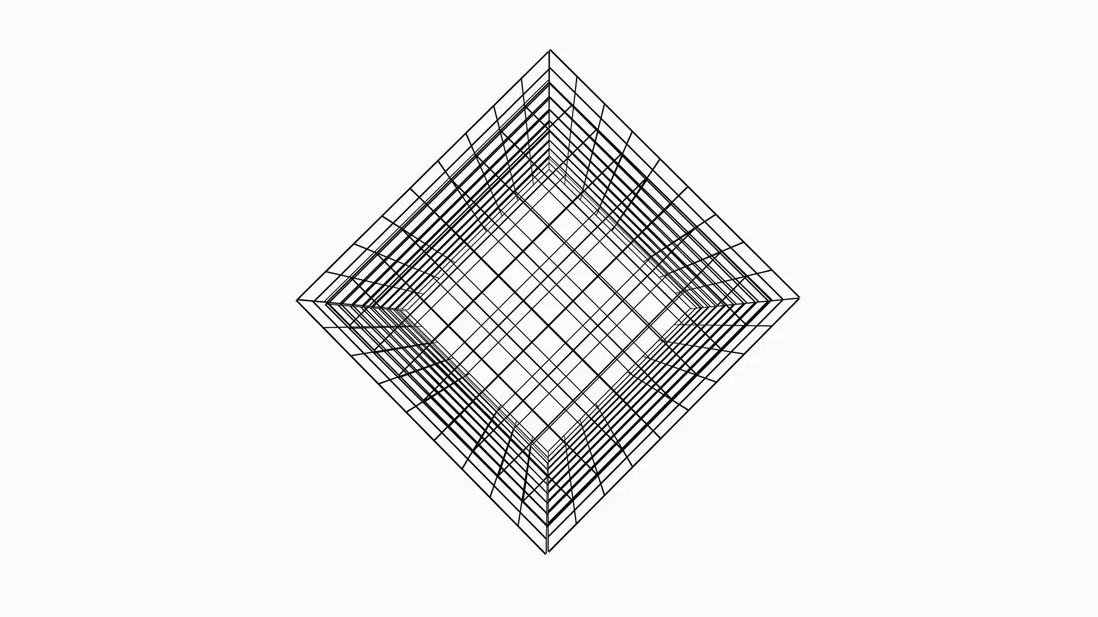 A wireframe shape drawn in thin lines