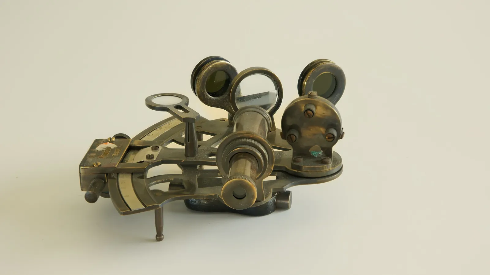 An antique brass microscope