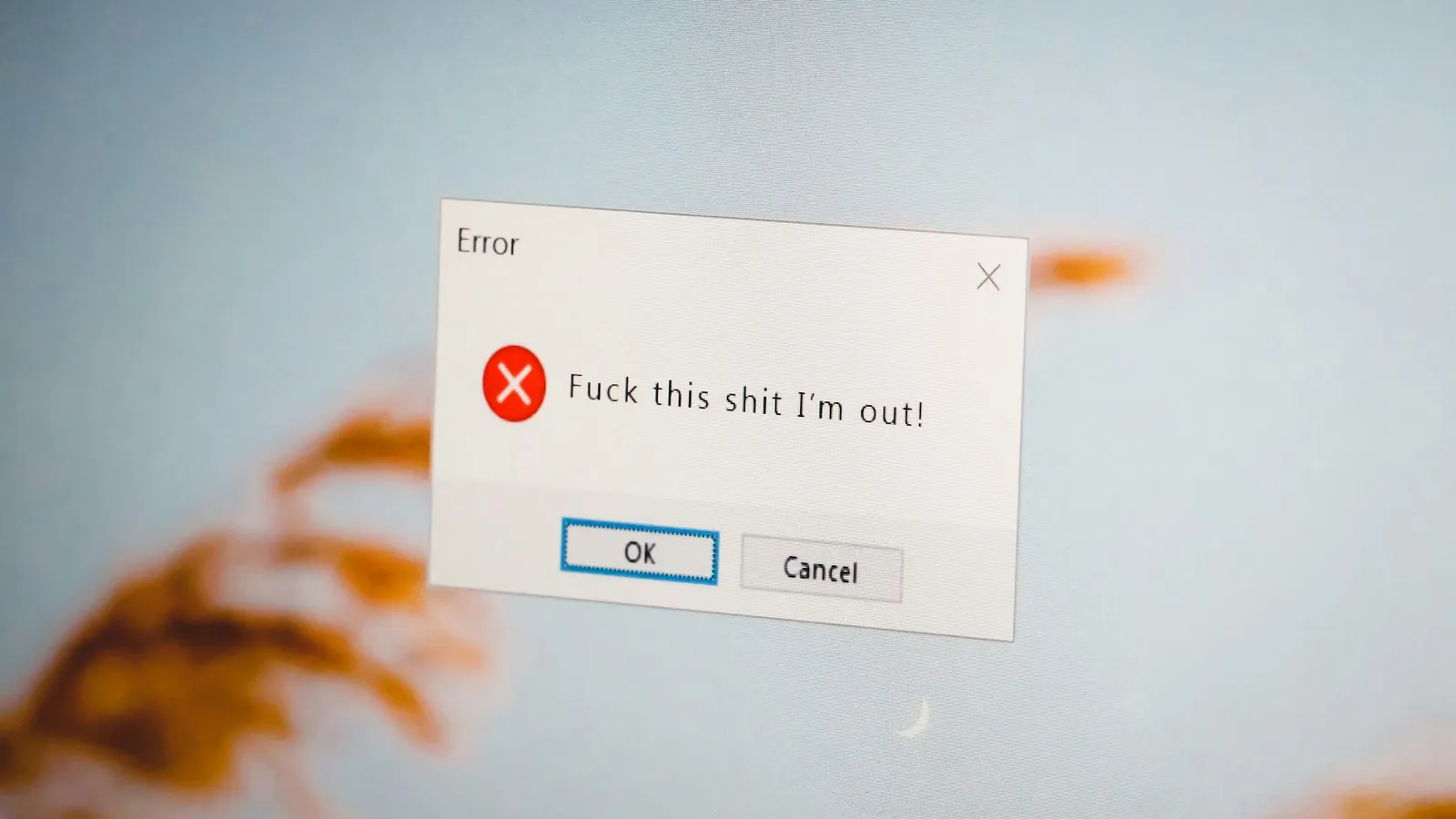 An error dialog box on a computer screen