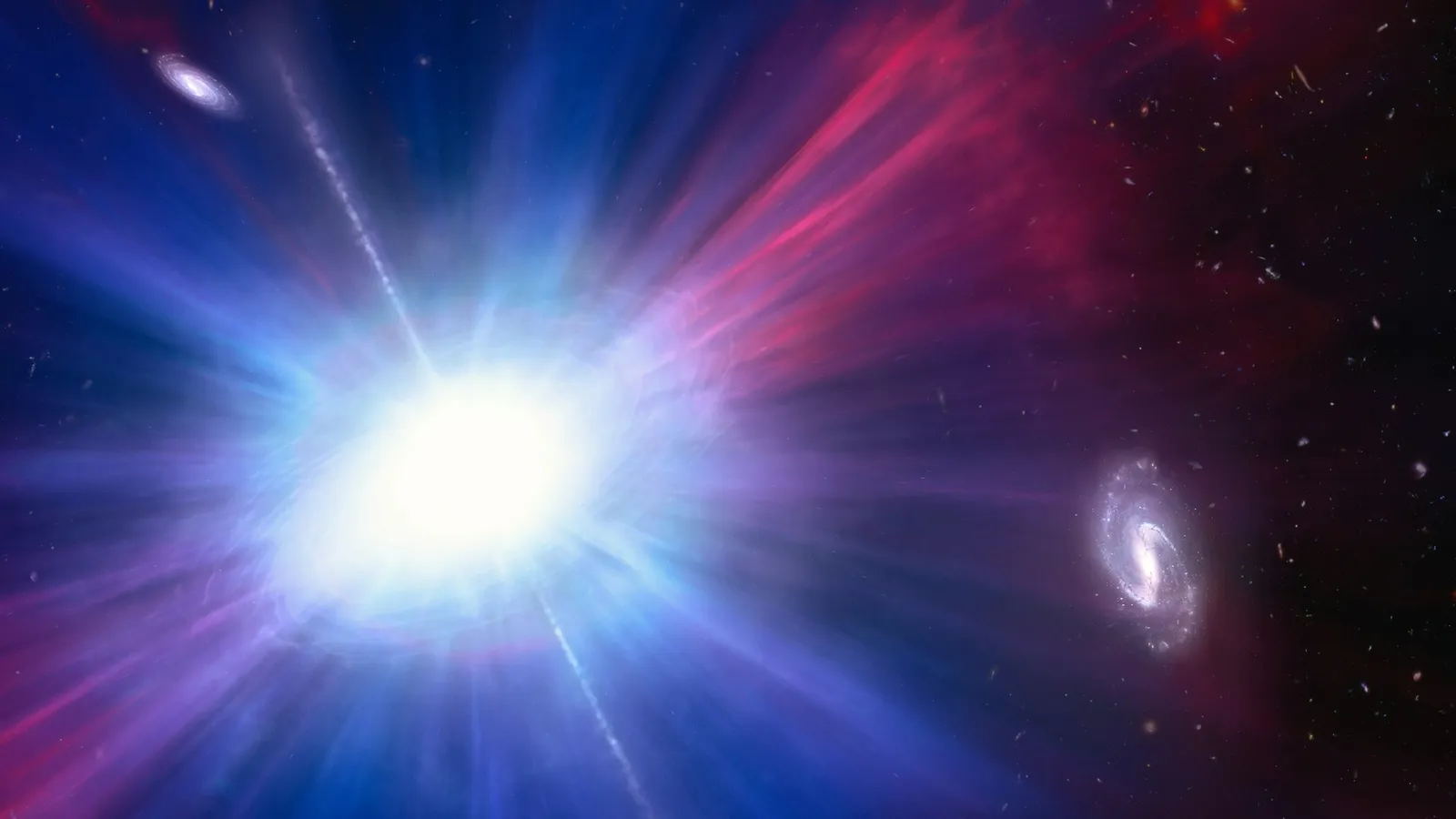 An illustration of a bright neutron star in space