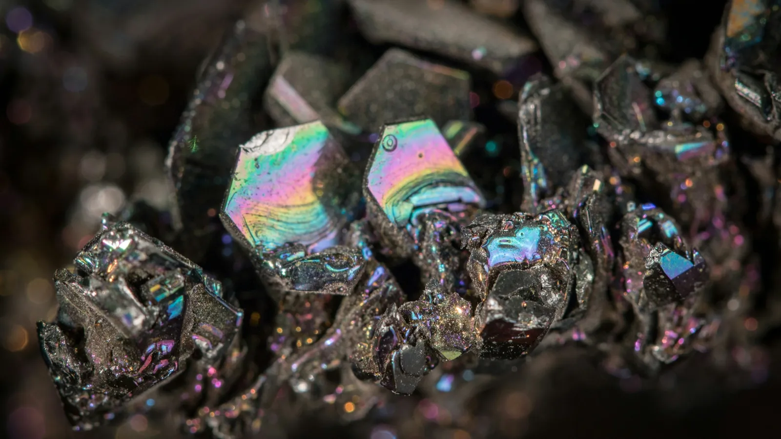 An iridescent bismuth crystal
