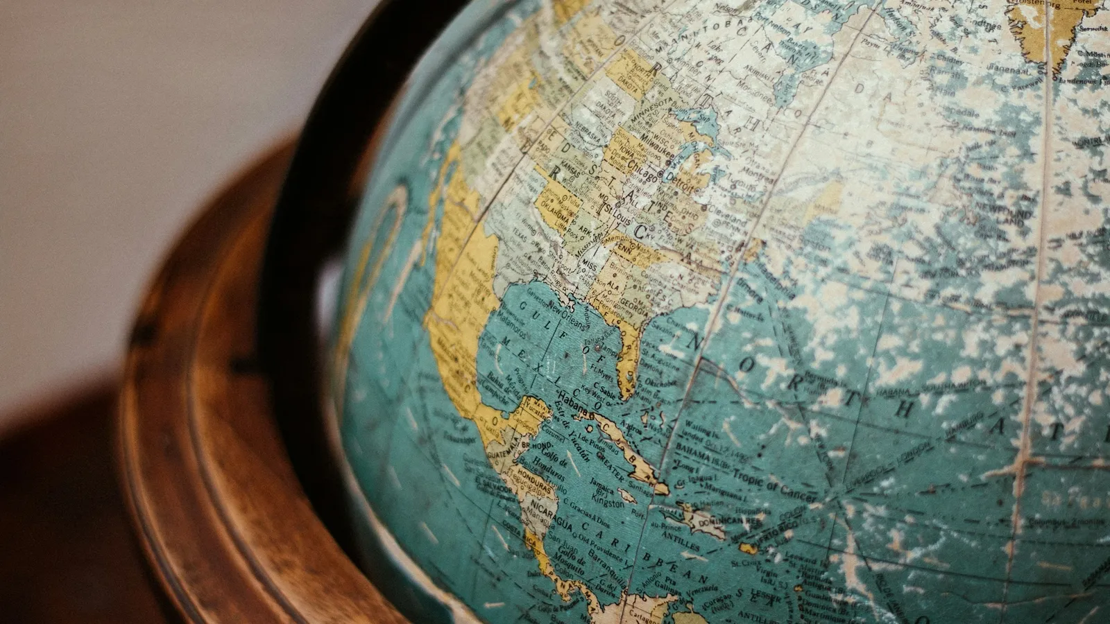 An old globe showing the oceans