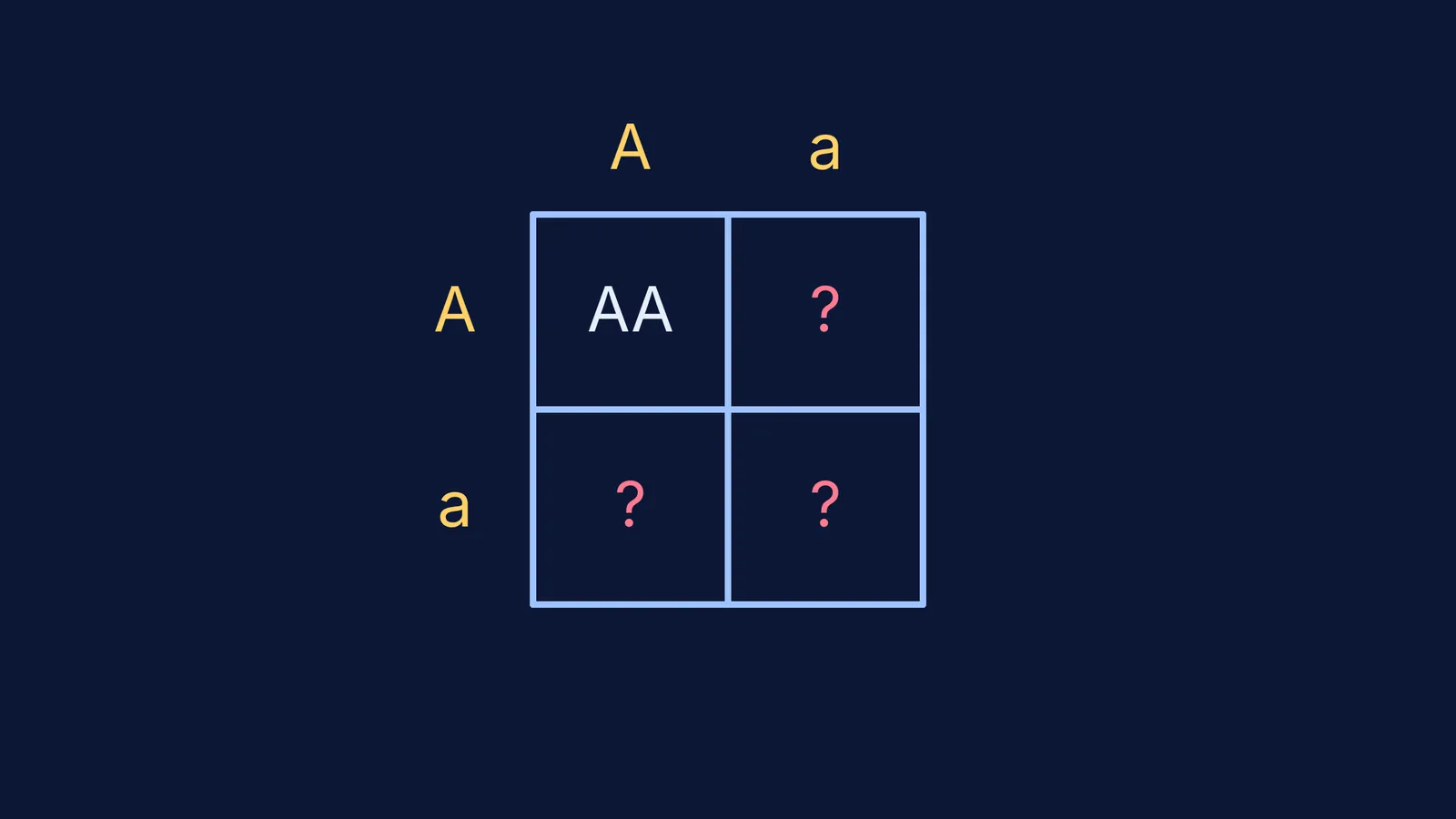 An unfinished Punnett square waiting for the student to complete