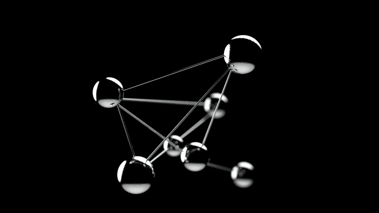 Ball-and-stick molecule model on a black background