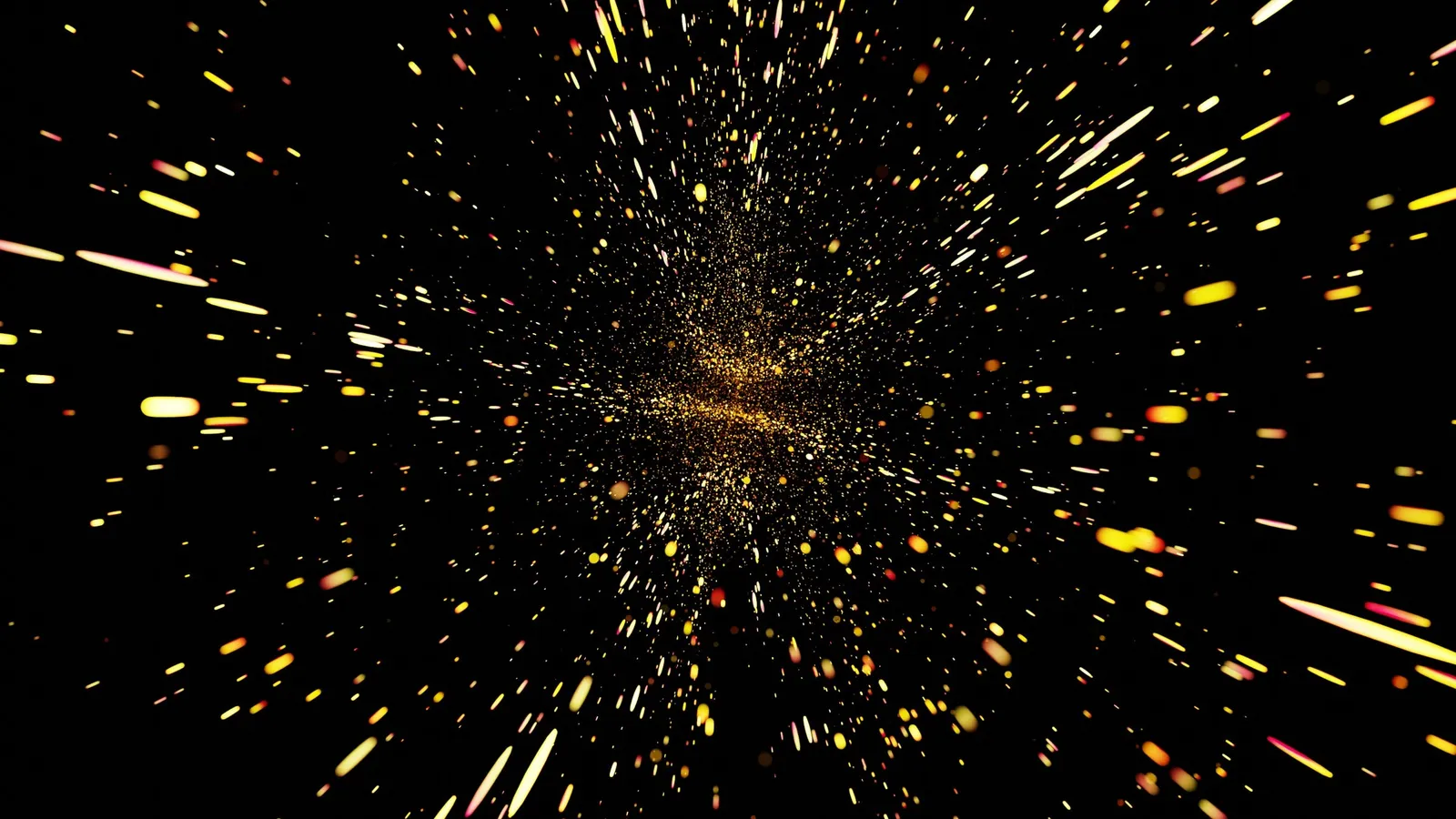 Bright particle streaks bursting out from a centre