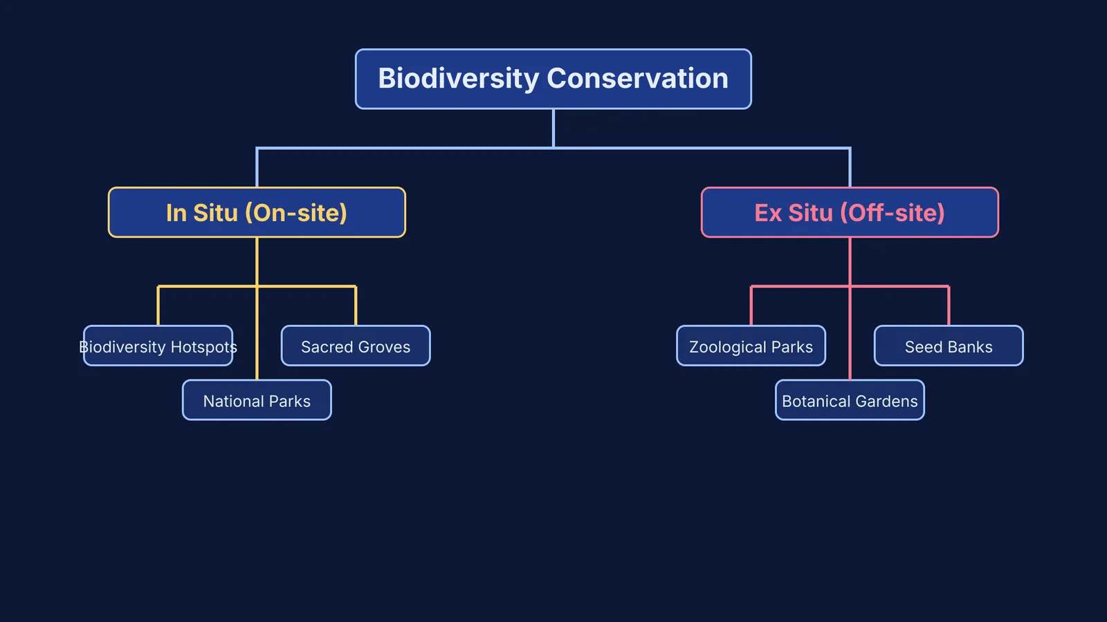 Classification tree of in situ and ex situ conservation methods