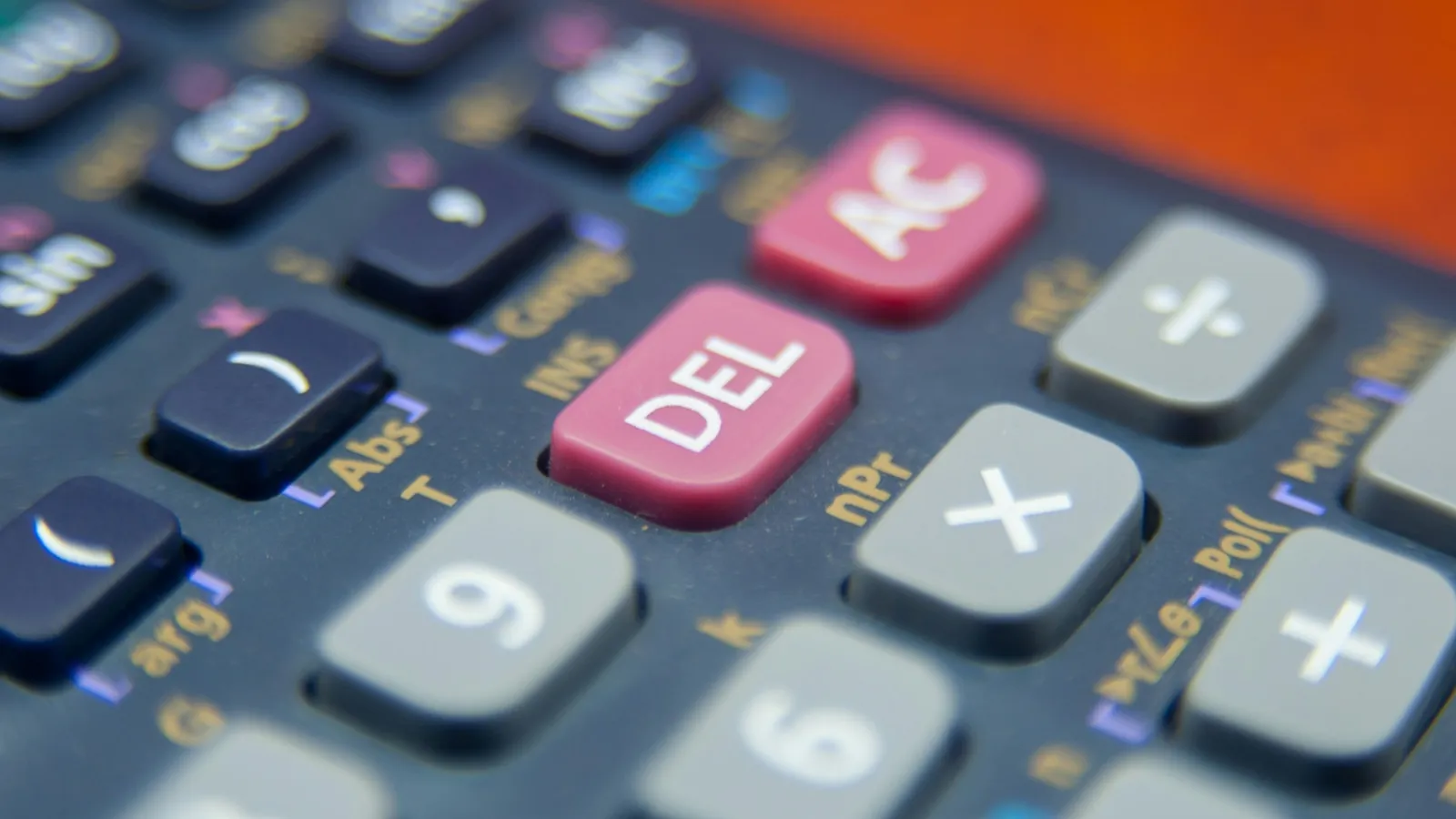 Close-up of calculator number keys