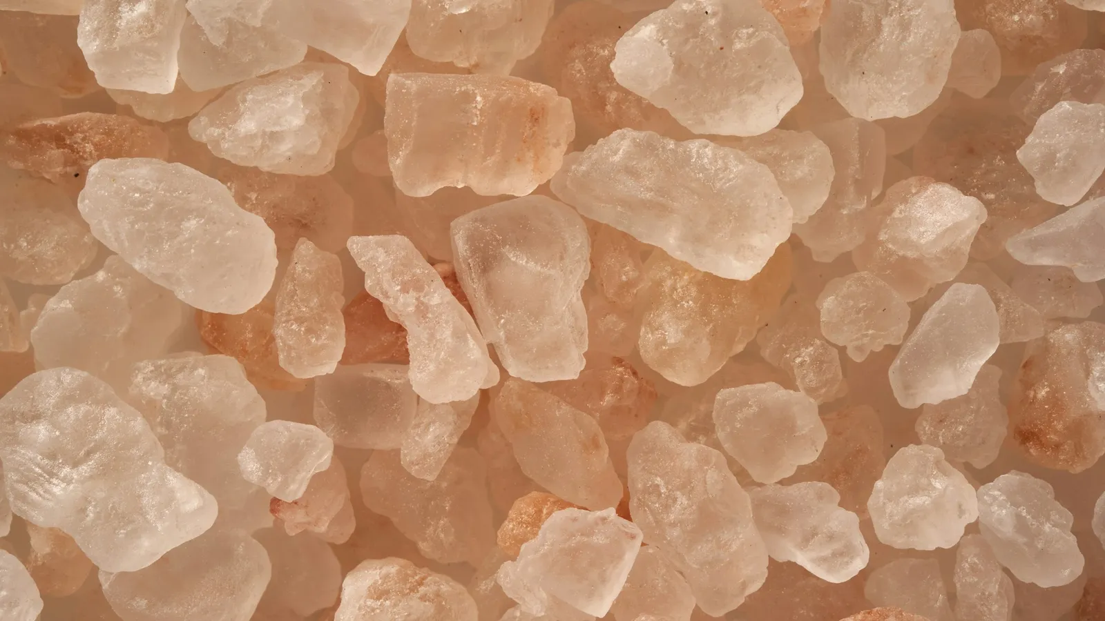 Close-up of coarse pink salt crystals