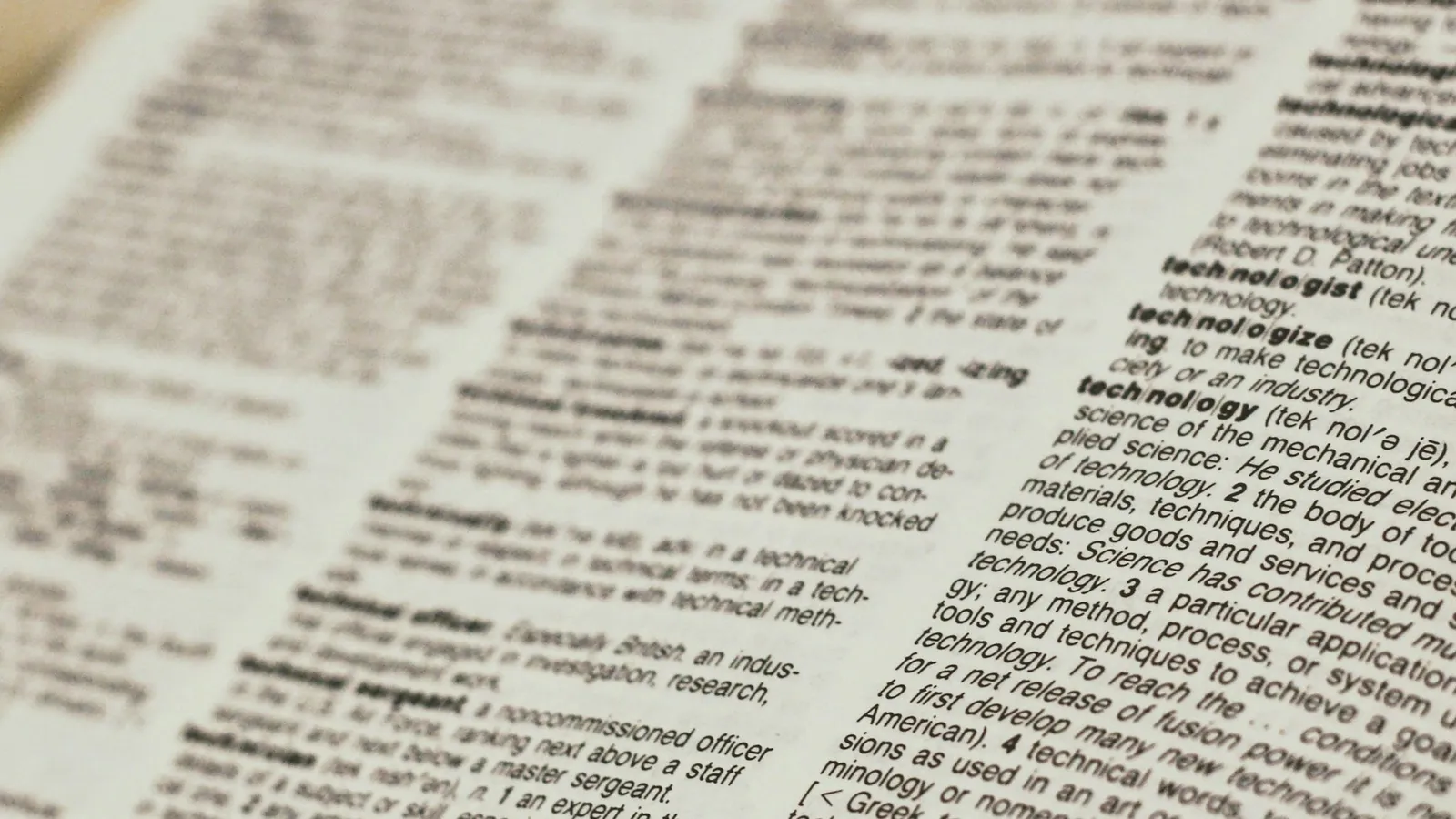 Close-up of printed dictionary entries