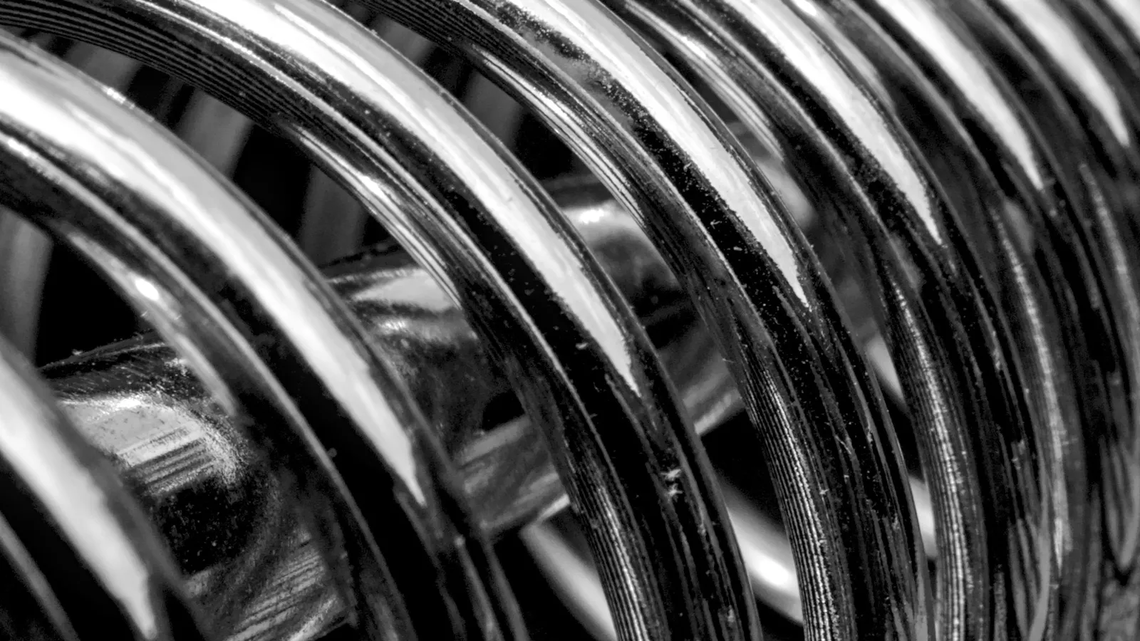 Close-up of shiny metal spring coils
