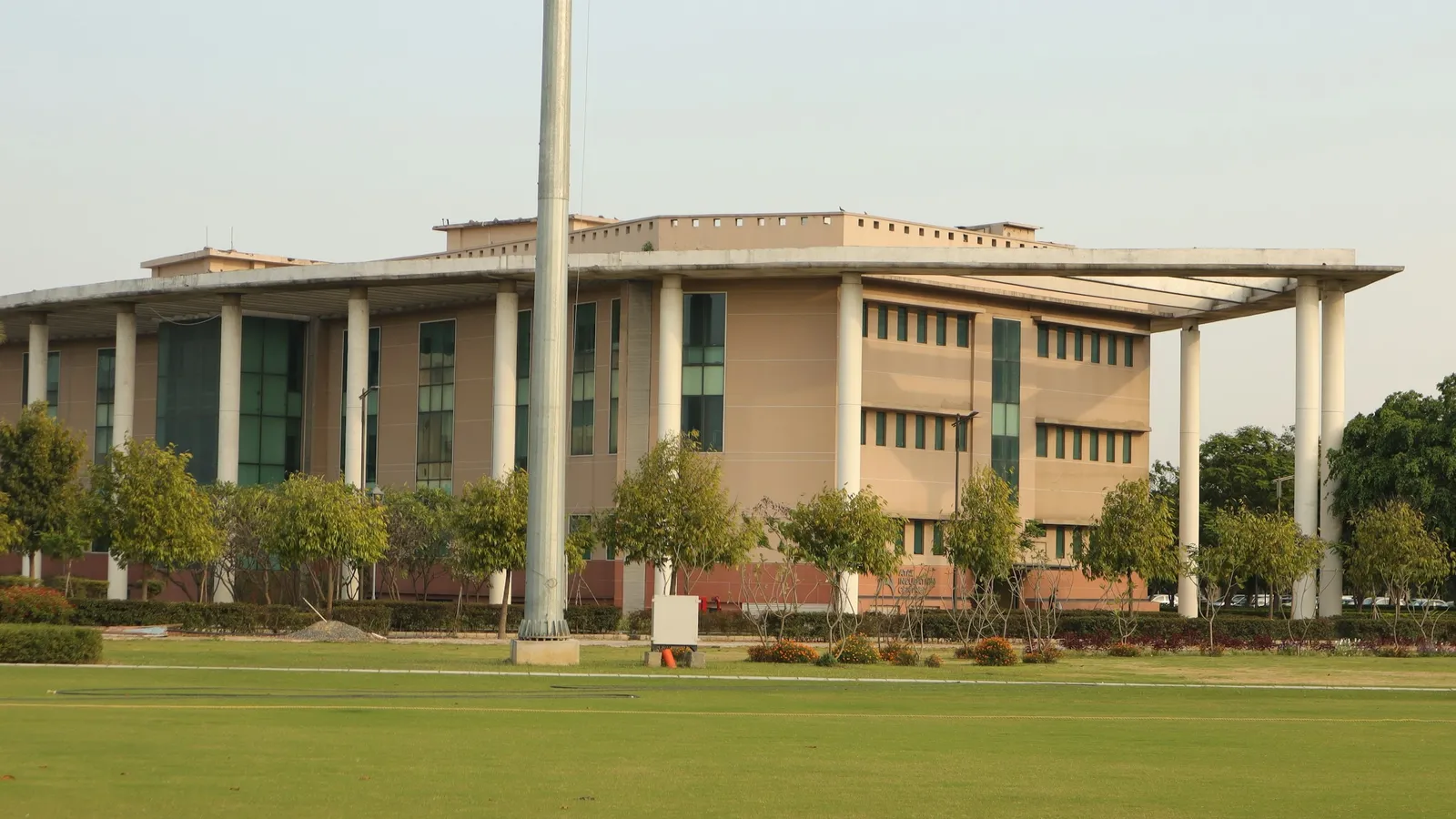 College building with a lawn in front