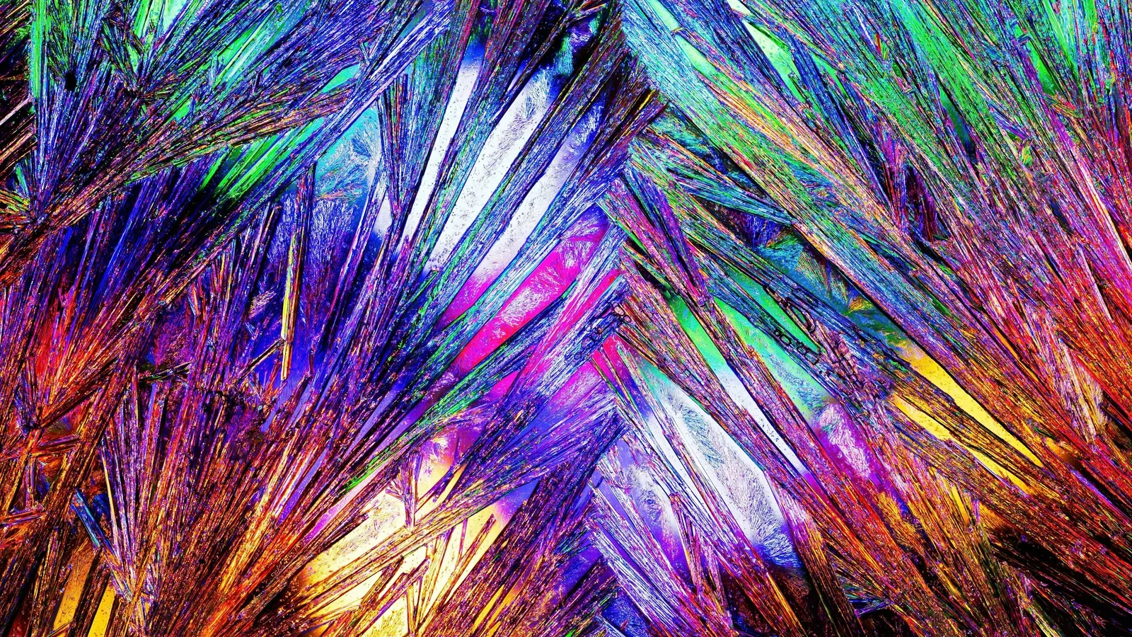 Colourful crystal shards radiating outwards