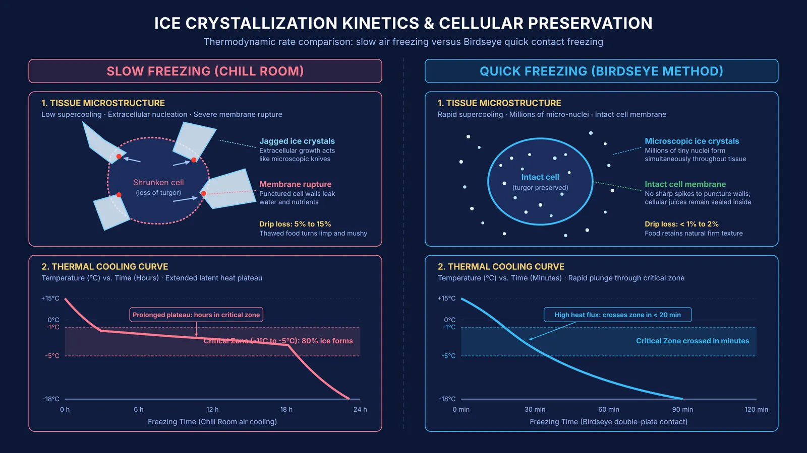Comparison of slow versus quick freezing on ice crystal size and cell integrity