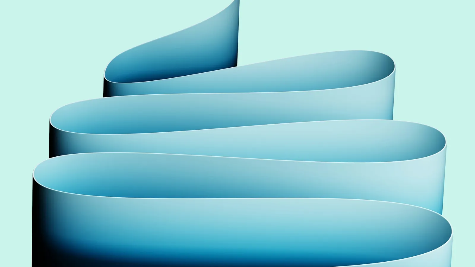 Curved blue sheets of paper in layers