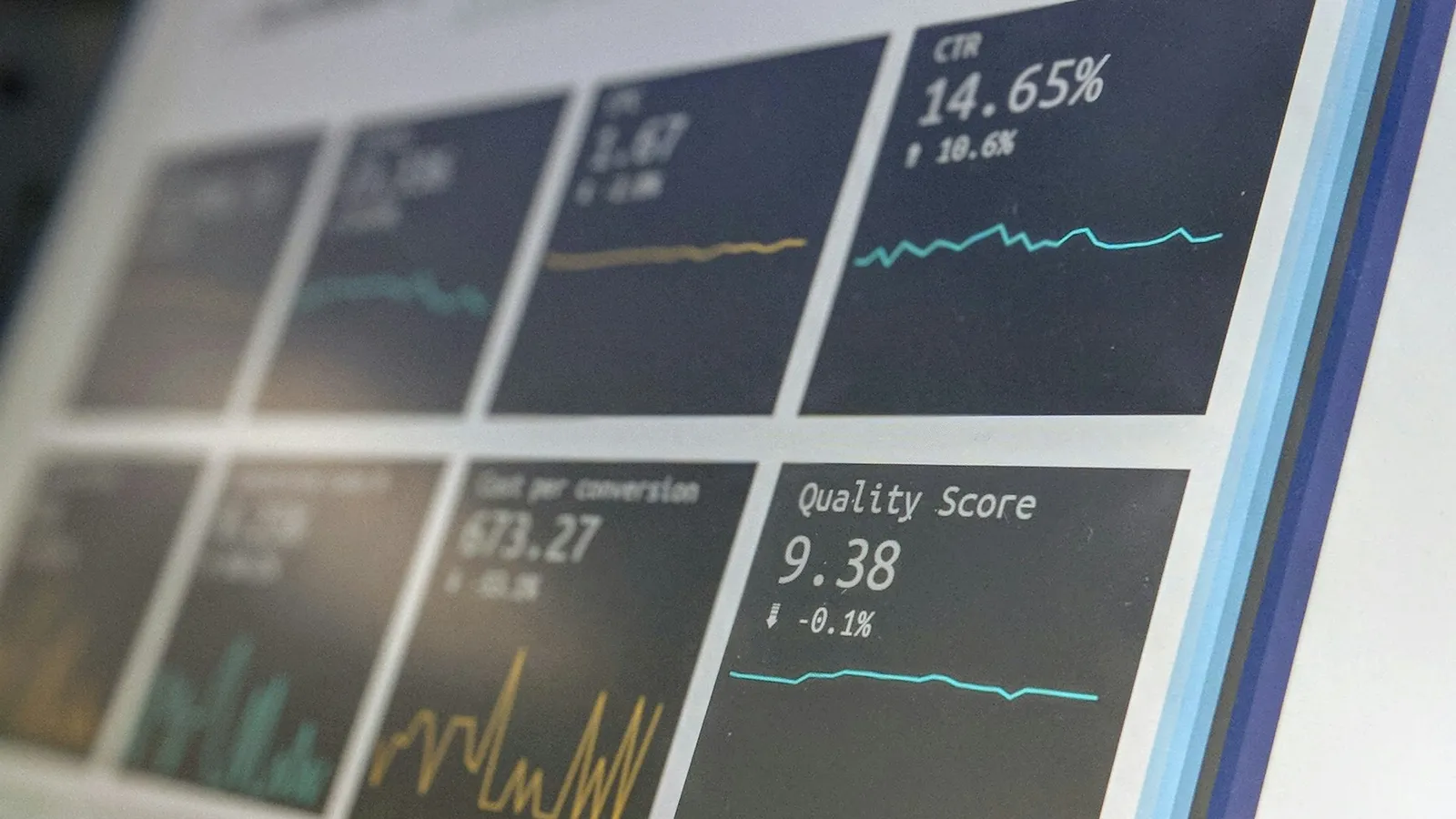Data charts on a computer screen