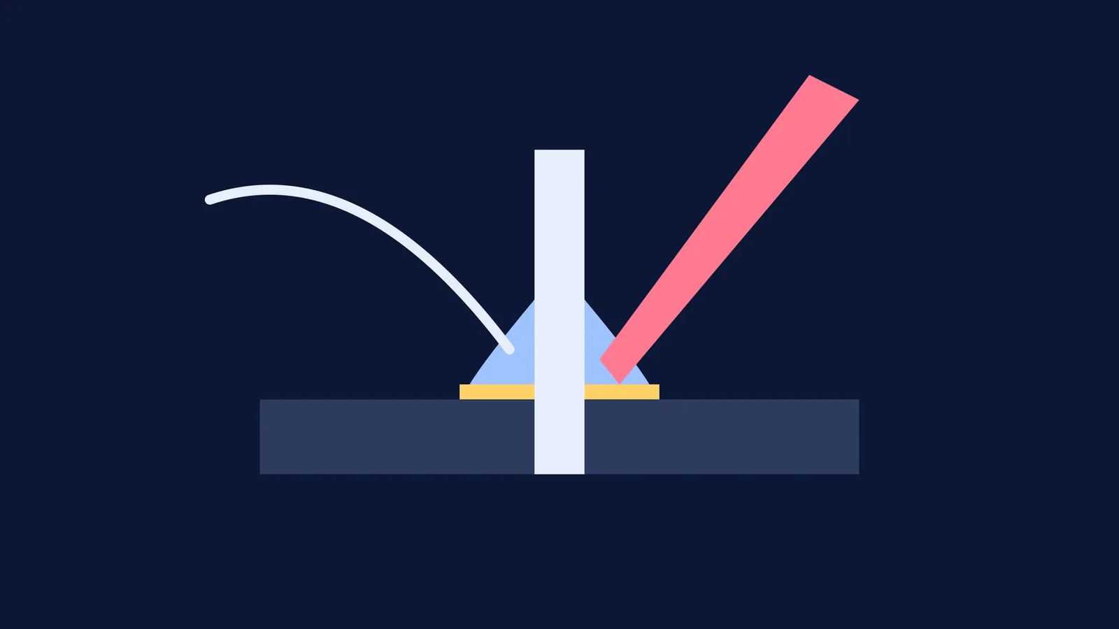 Diagram of a through-hole solder joint with a soldering iron and solder wire