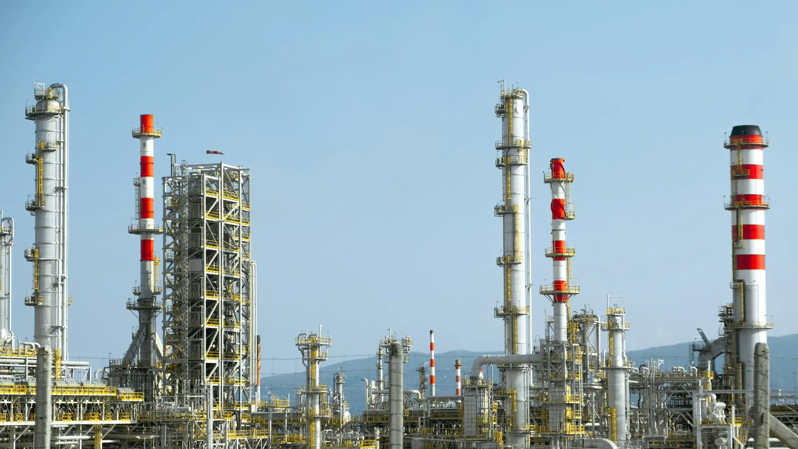 Distillation towers of an industrial chemical plant