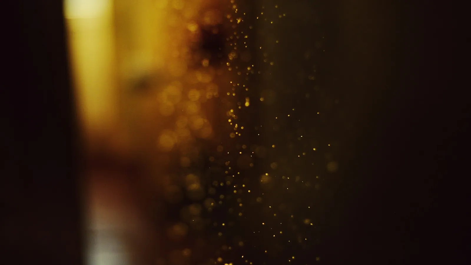 Dust particles floating in a beam of light