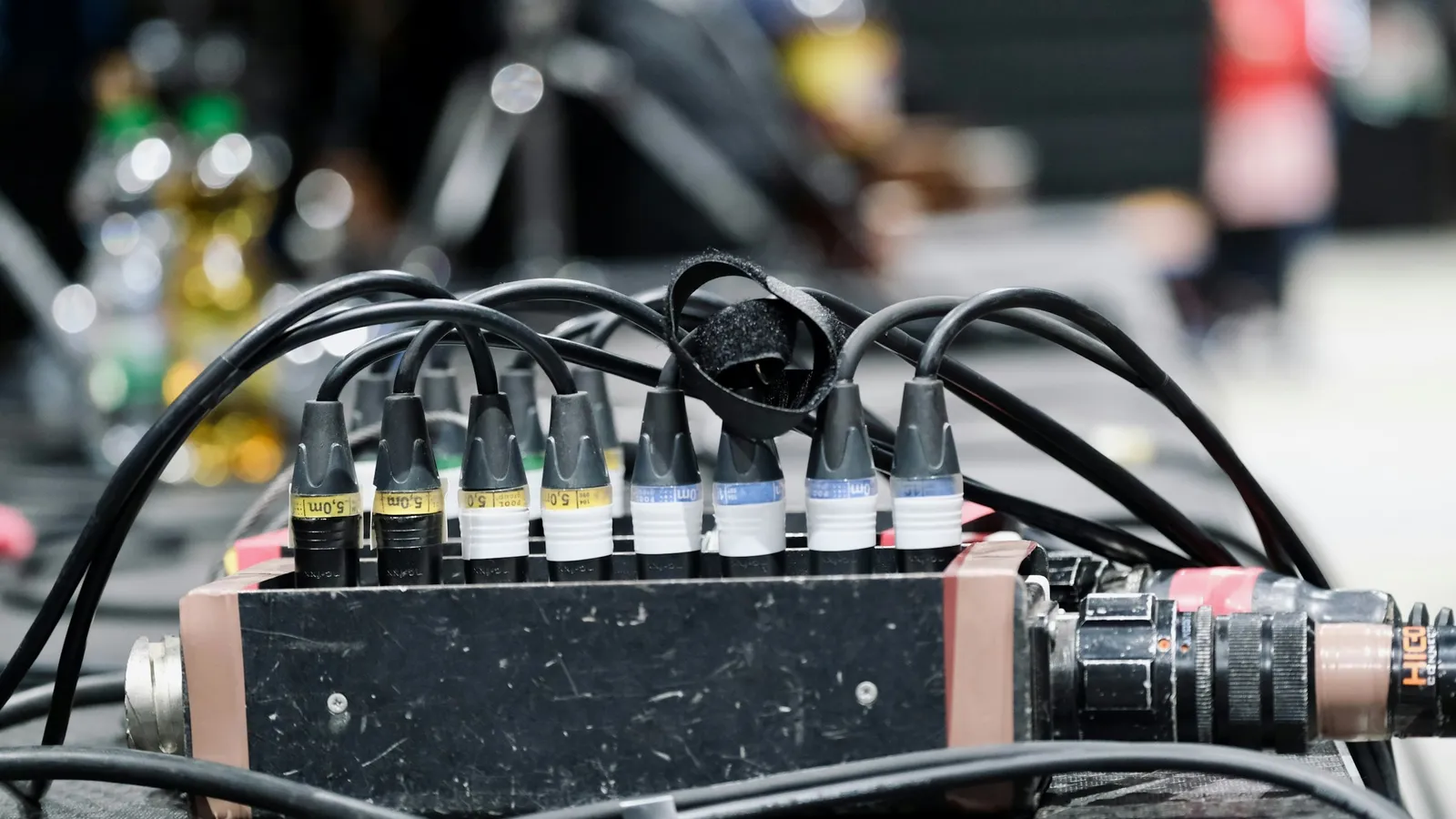Electronic test equipment tangled with cables